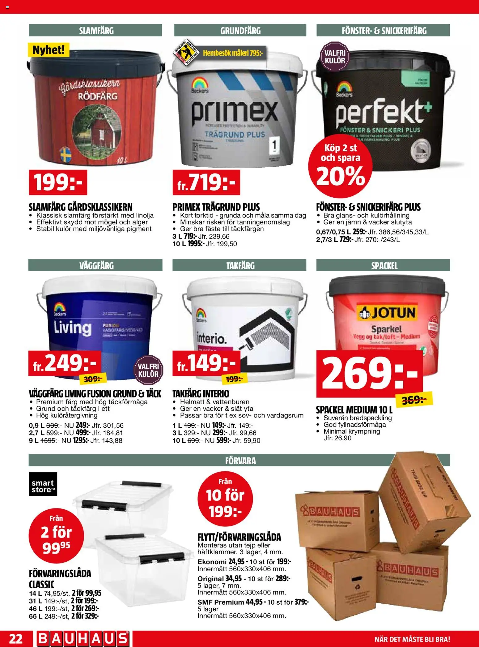 Bauhaus reklamblad aktuell från 01.04.2026 | Sida: 22 | Produkter: Tejp, Täckfärg