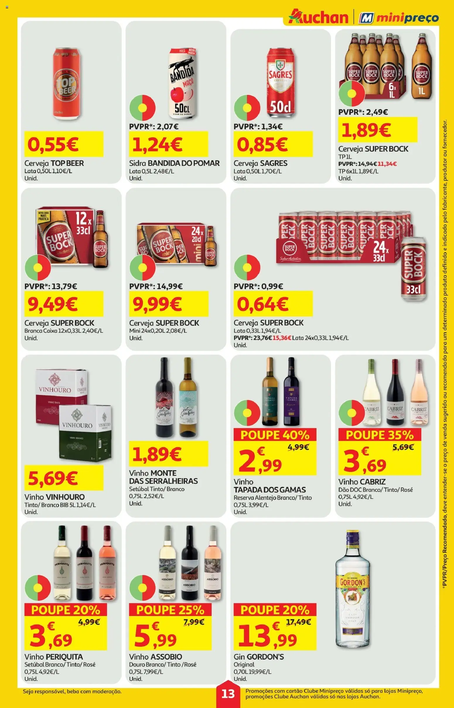 Minipreço folheto │ válido de 05.03.2026 | Página: 13 | Produtos: Top, Super bock, Caixa, Vinho