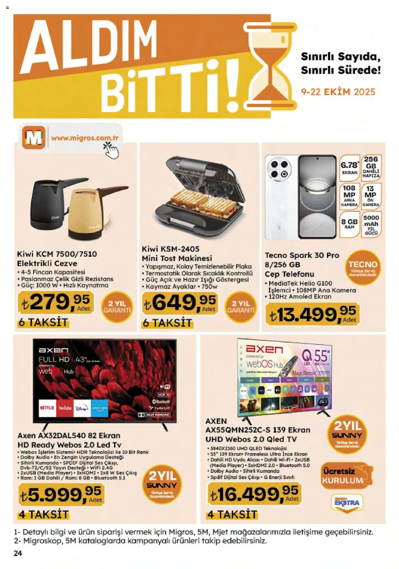 Migros Katalog - Migroskop - 09.10.2025 tarihinden itibaren geçerlidir | Sayfa: 106 | Ürünler: Tost makinesi, TV, Ses, Kamera