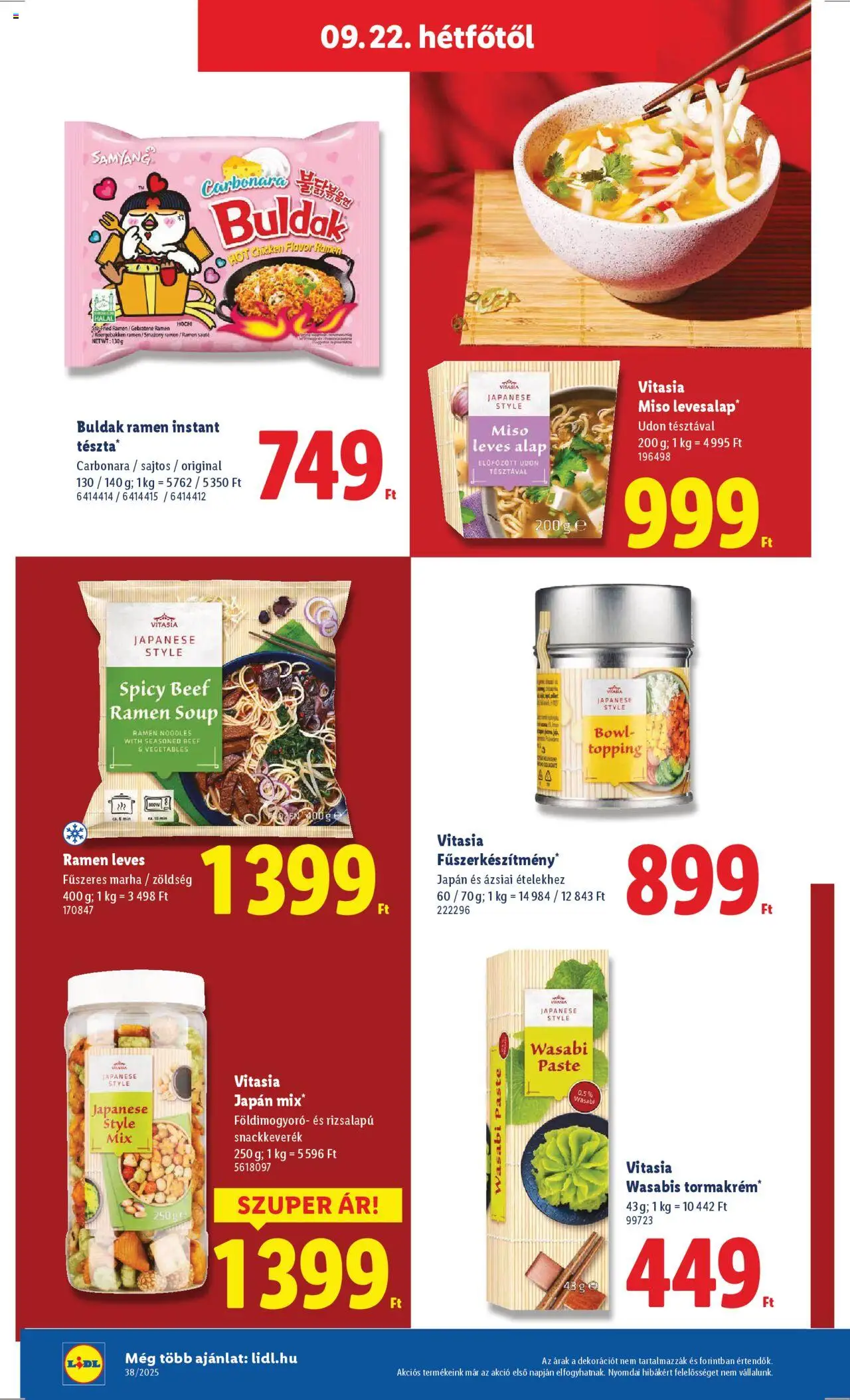 Lidl akciós ujság - amely érvényes a következő dátumtól: 18.09.2025 | Oldal: 70 | Termékek: Wasabi, Zöldség, Tészta, Földimogyoró