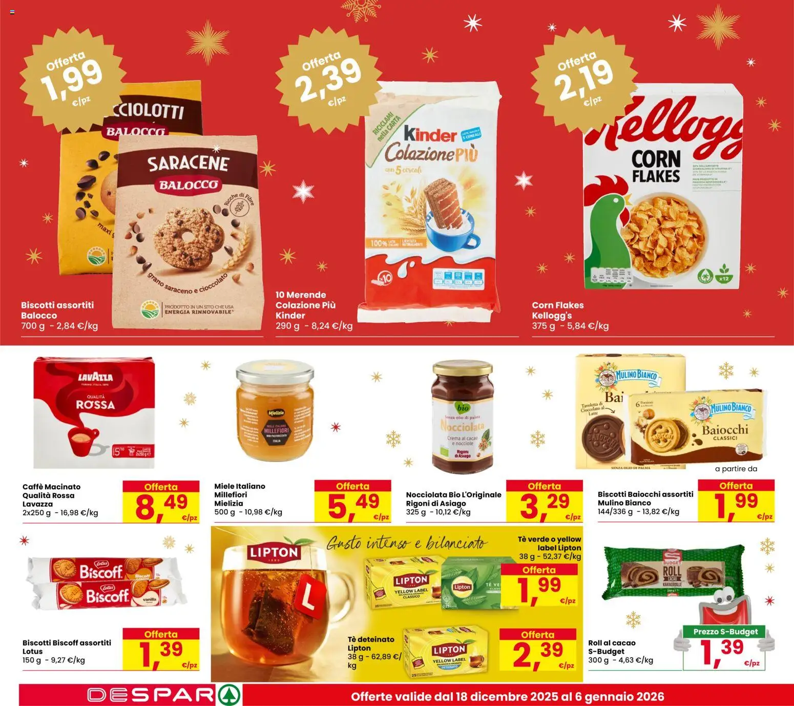 Volantino Despar del 18.12.2025 | Pagina: 20 | Prodotti: Caffè, Cioccolato, Latte, Lavazza
