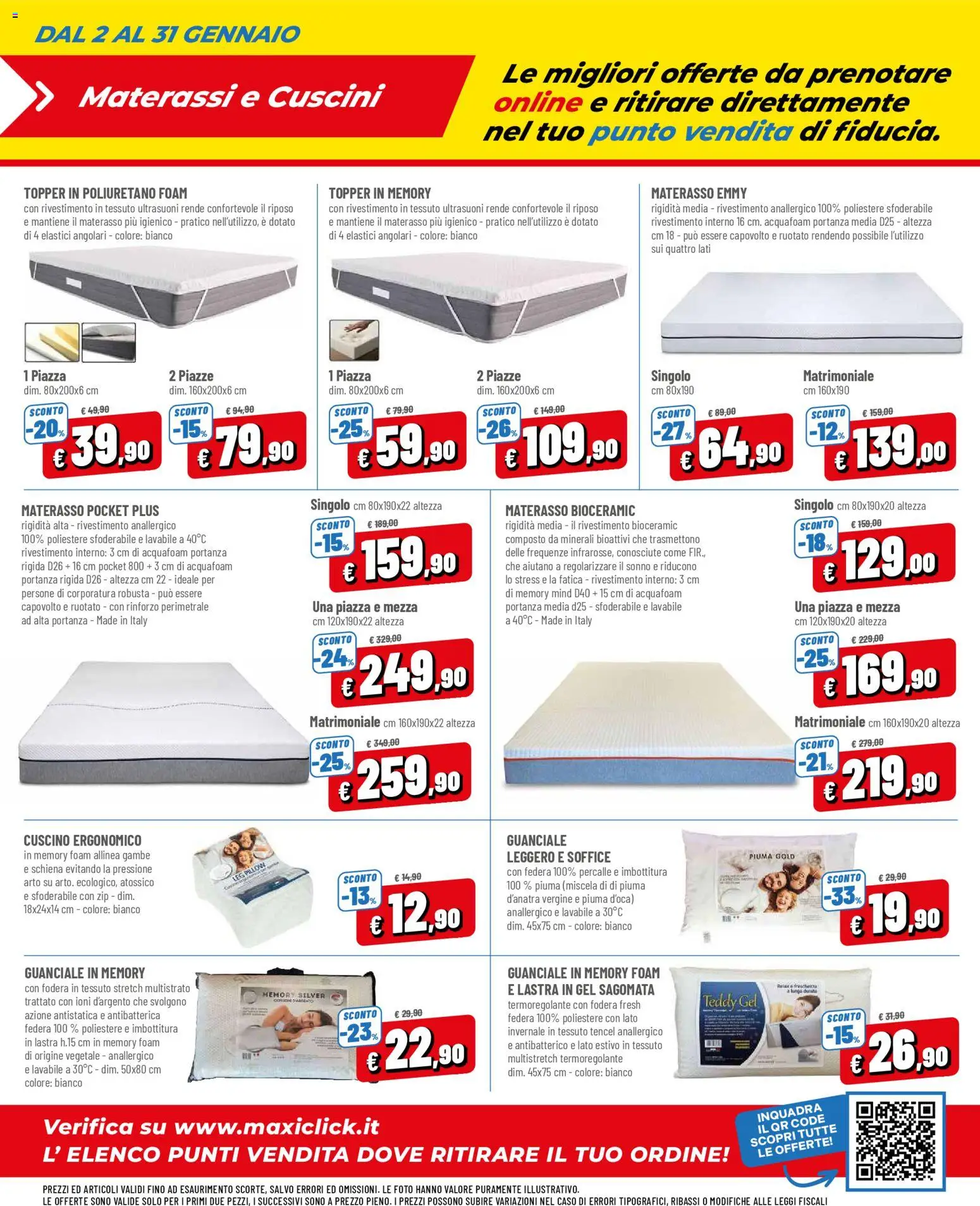 Volantino A&O del 02.01.2026 | Pagina: 16 | Prodotti: Materasso, Cuscino, Federa, Guanciale