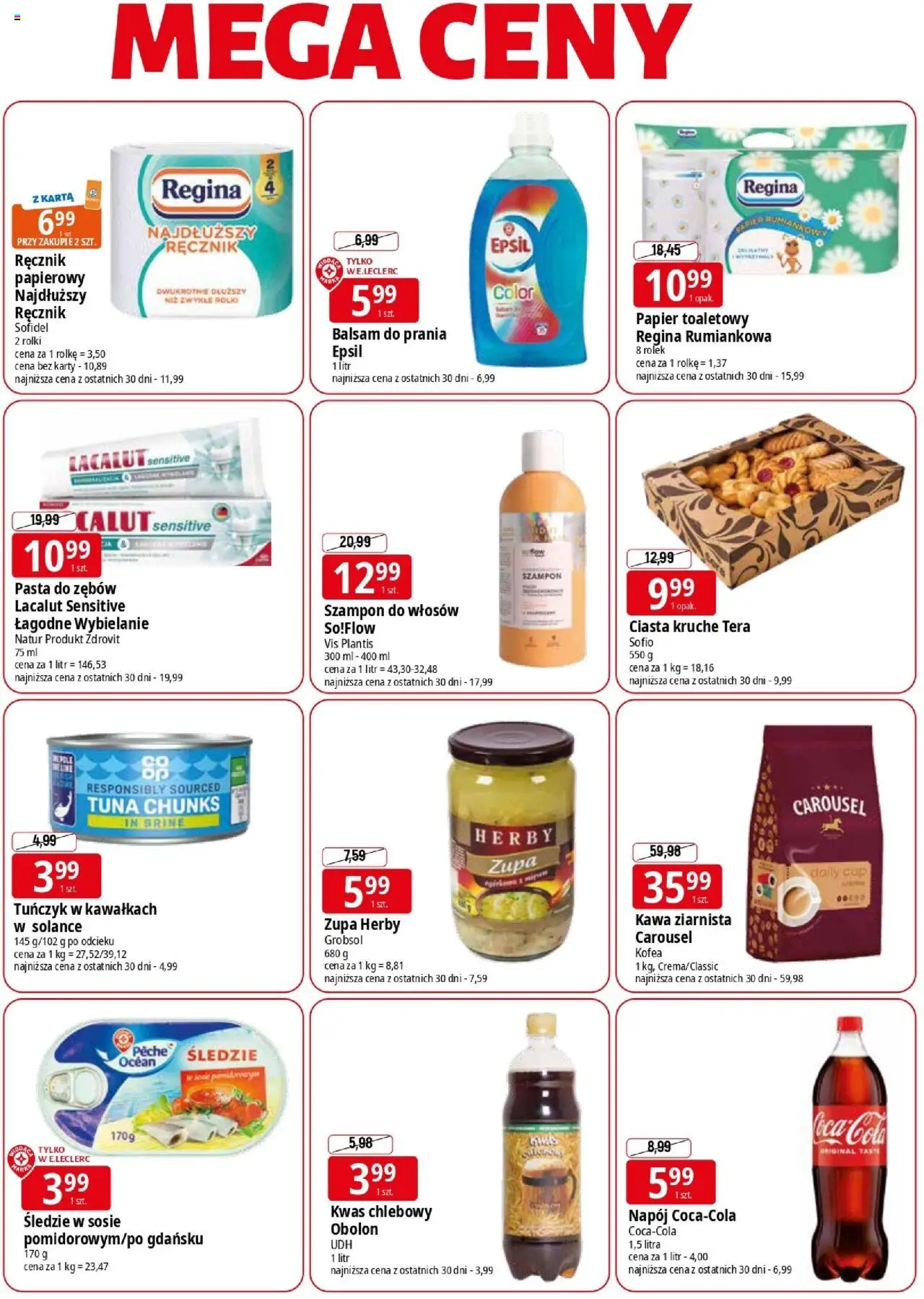 E.Leclerc Gazetka - Elbląg od 04.08.2025 | Strona: 2 | Produkty: Karta, Coca cola, Tuńczyk, Kawa