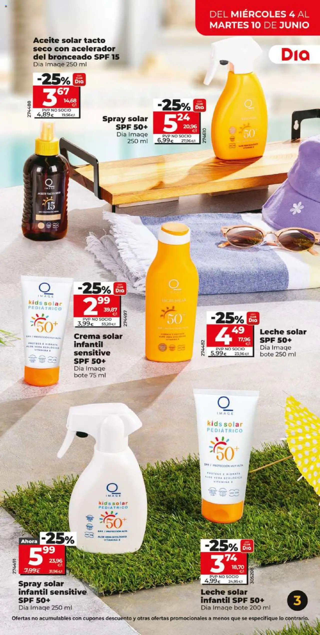 Dia - folleto Market │ válido desde el 04.06.2025 | Página: 3 | Productos: Spray solar, Spray solar infantil, Leche, Aceite