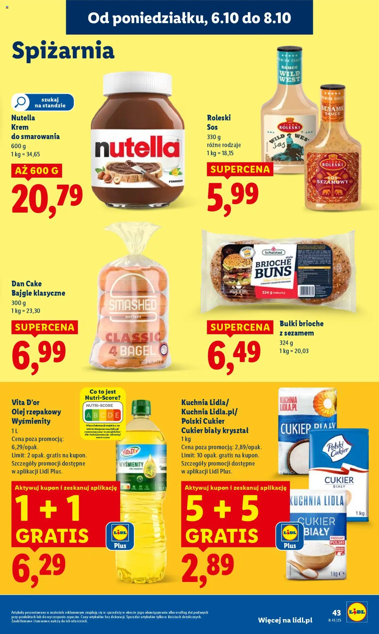 Lidl Gazetka od 06.10.2025 | Strona: 43 | Produkty: Olej rzepakowy, Olej, Krem, Cukier