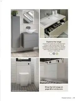 Preview of B&Q - Bathrooms valid from 16.12.2025 | Page: 39 | Products: Toilet, Worktop, Cabinet, Wall cabinet