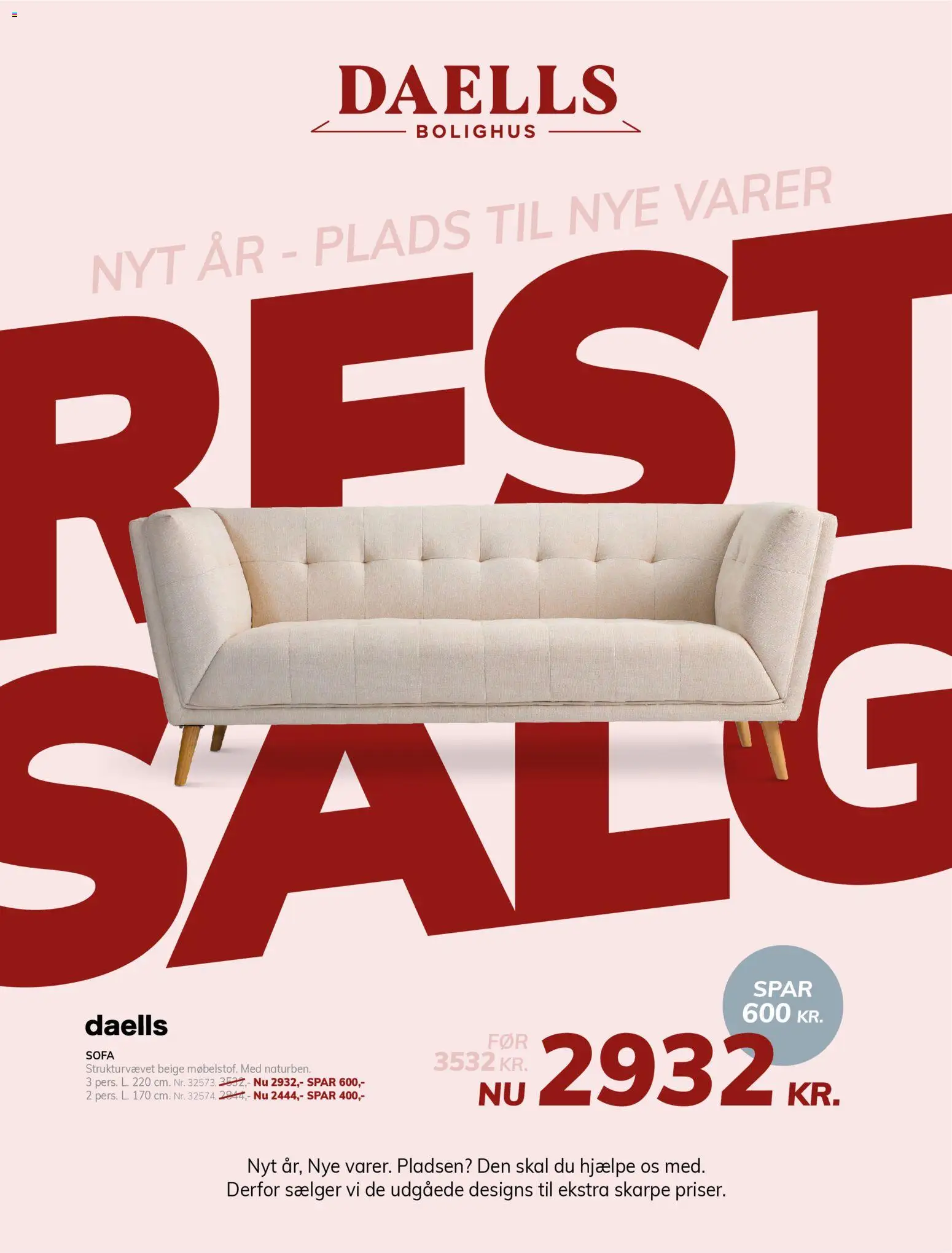 Daells Bolighus tilbudsavis – gyldig fra 26.12.2025 | Side: 1 | Produkter: Sofa