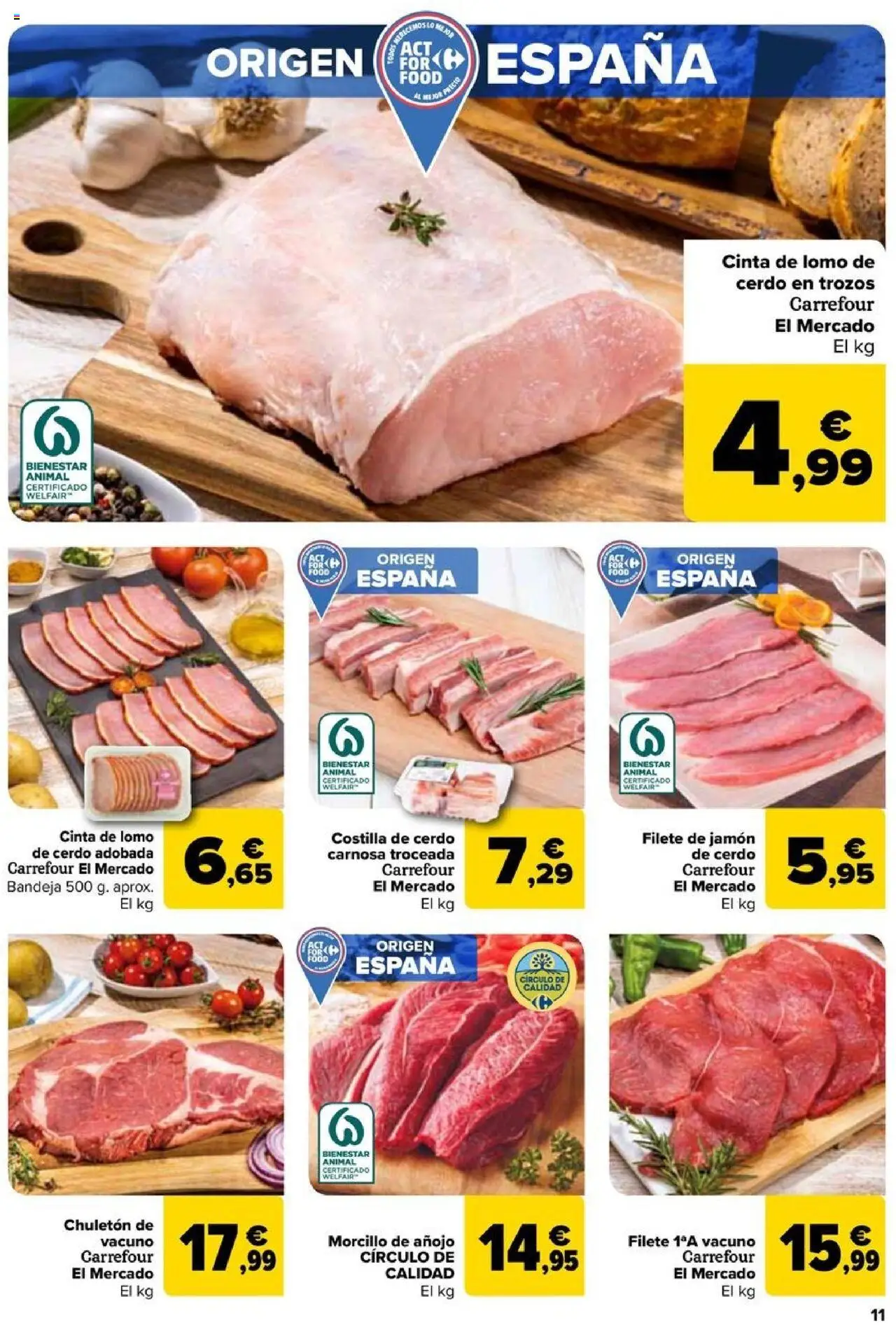 Carrefour folleto │ válido desde el 11.09.2025 | Página: 11 | Productos: Jamón, Cerdo, Costilla de cerdo, Bandeja