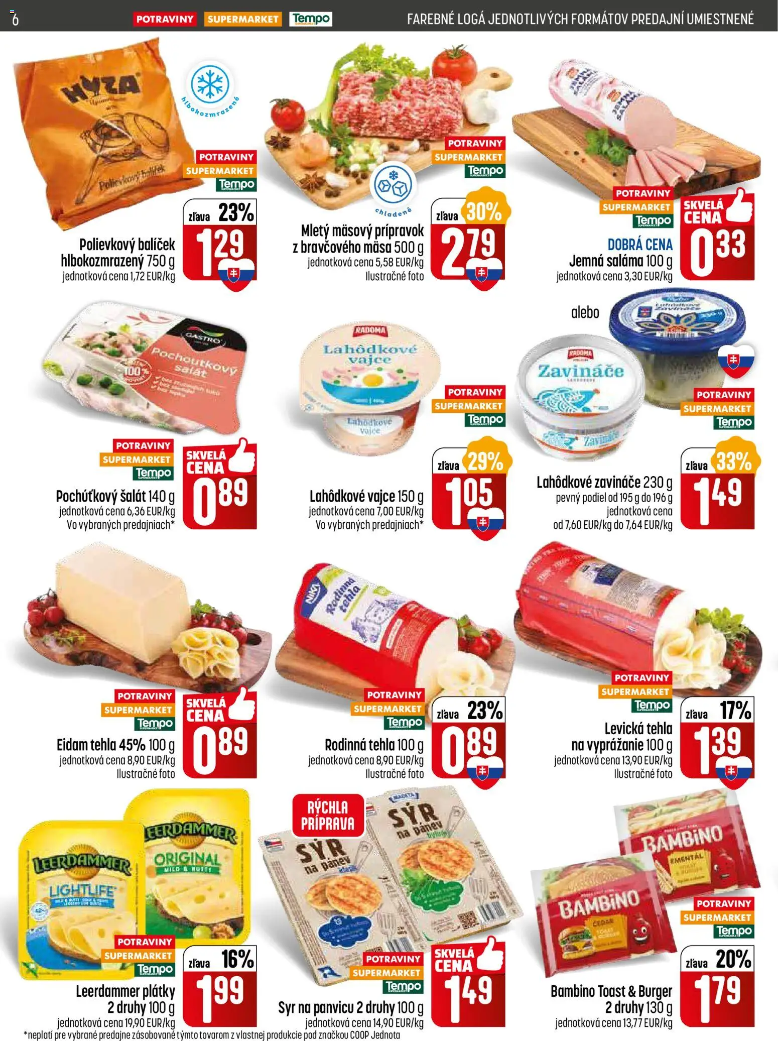 Nové COOP Jednota akcie – leták je platný od 22.01.2026 | Strana: 6 | Produkty: Syr, Saláma, Eidam, Šalát