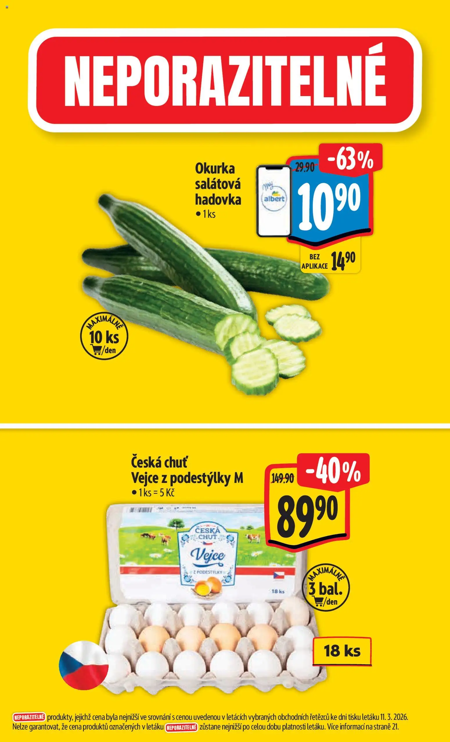 Albert leták - Hypermarket od 18.03.2026 | Strana: 2 | Produkty: Vejce, Okurka