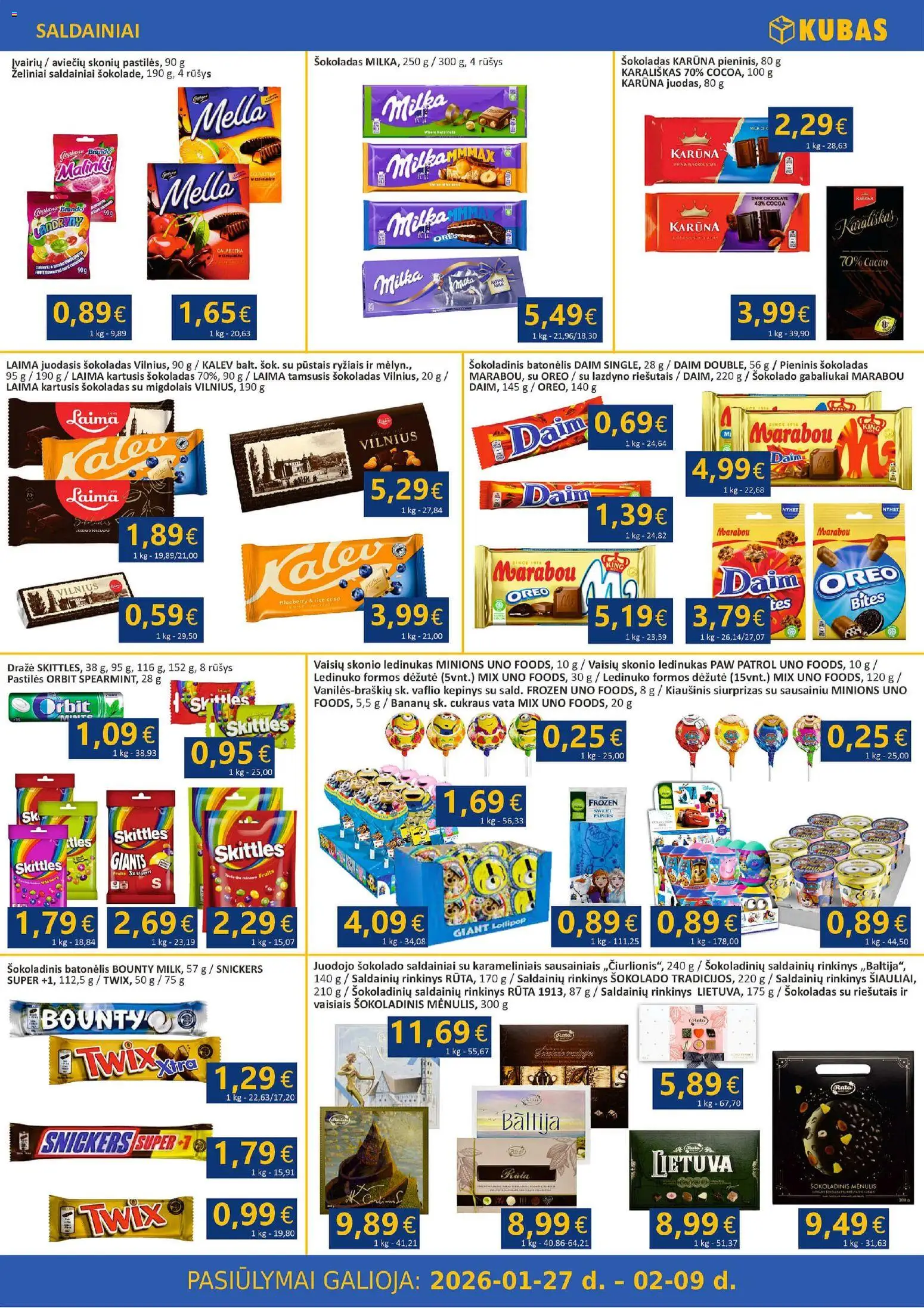 Kubas akcijos nuo 27.01.2026 | Puslapis: 7 | Prekių: Šokoladas, Šokoladinis batonėlis, Saldainiai, Vata