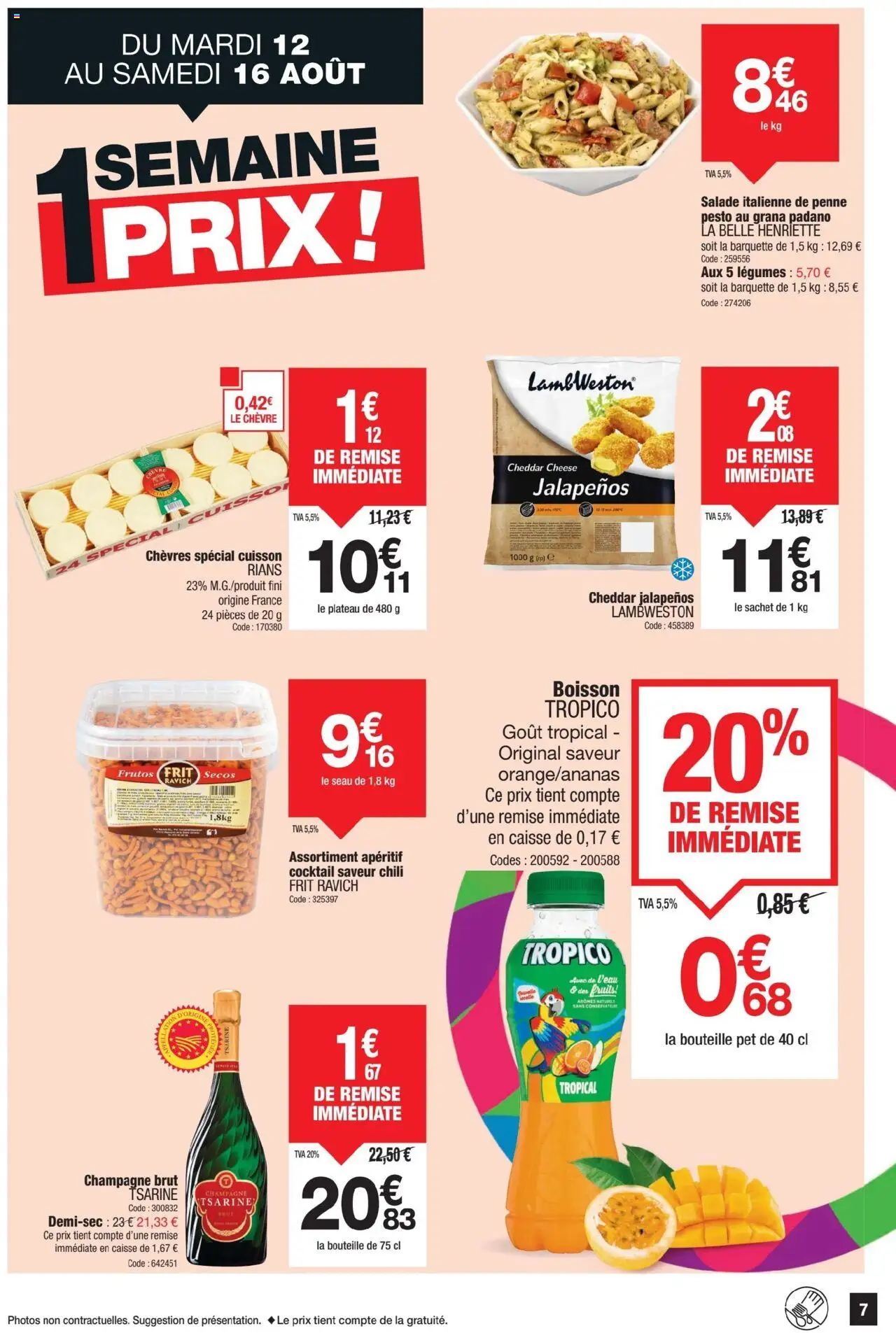  | Page: 7 | Produits: Salade, Plateau, Champagne, Cheddar