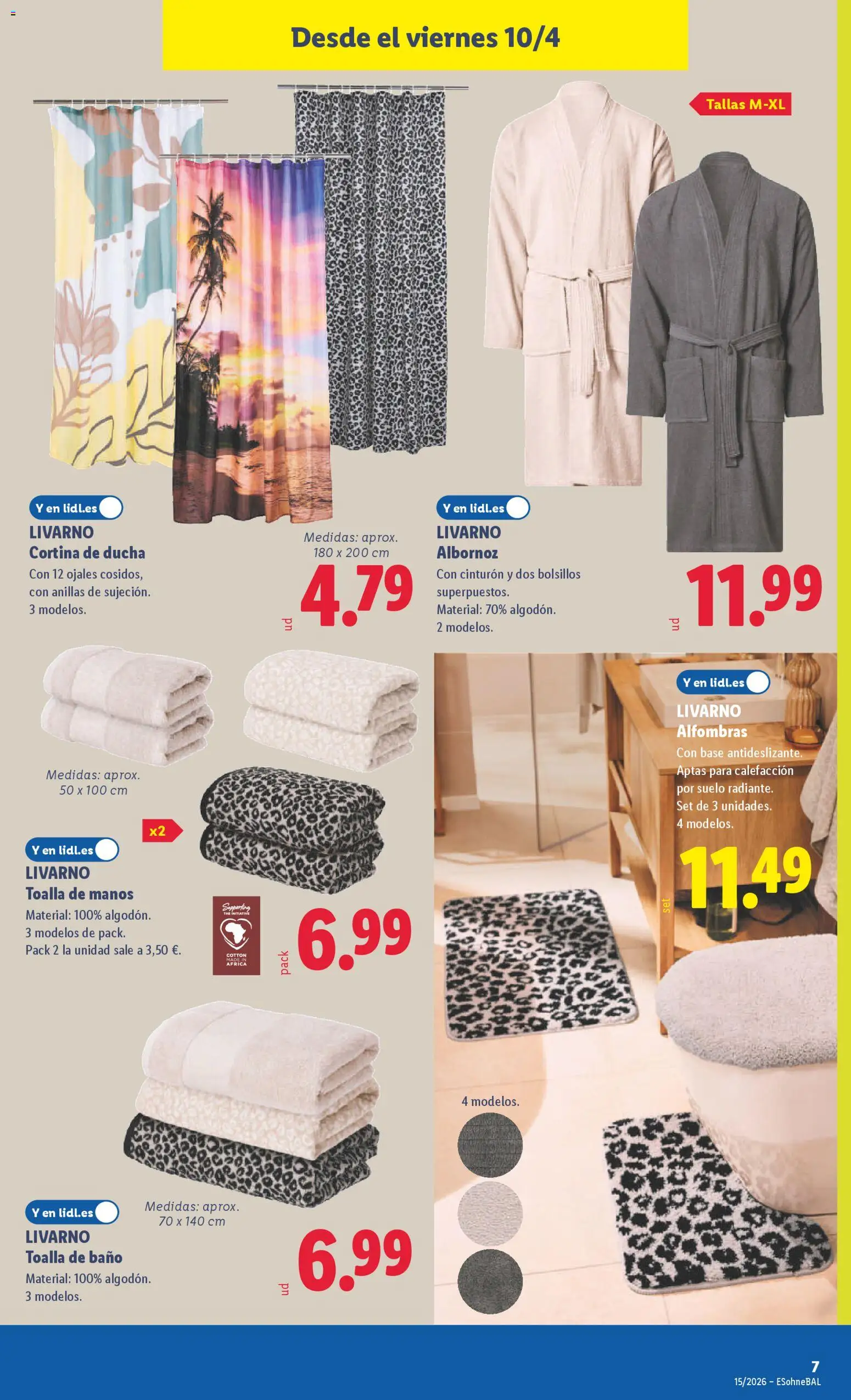 Lidl folleto de bazar │ válido desde el 06.04.2026 | Página: 13 | Productos: Toalla de manos, Cortina, Toalla de baño, Ducha