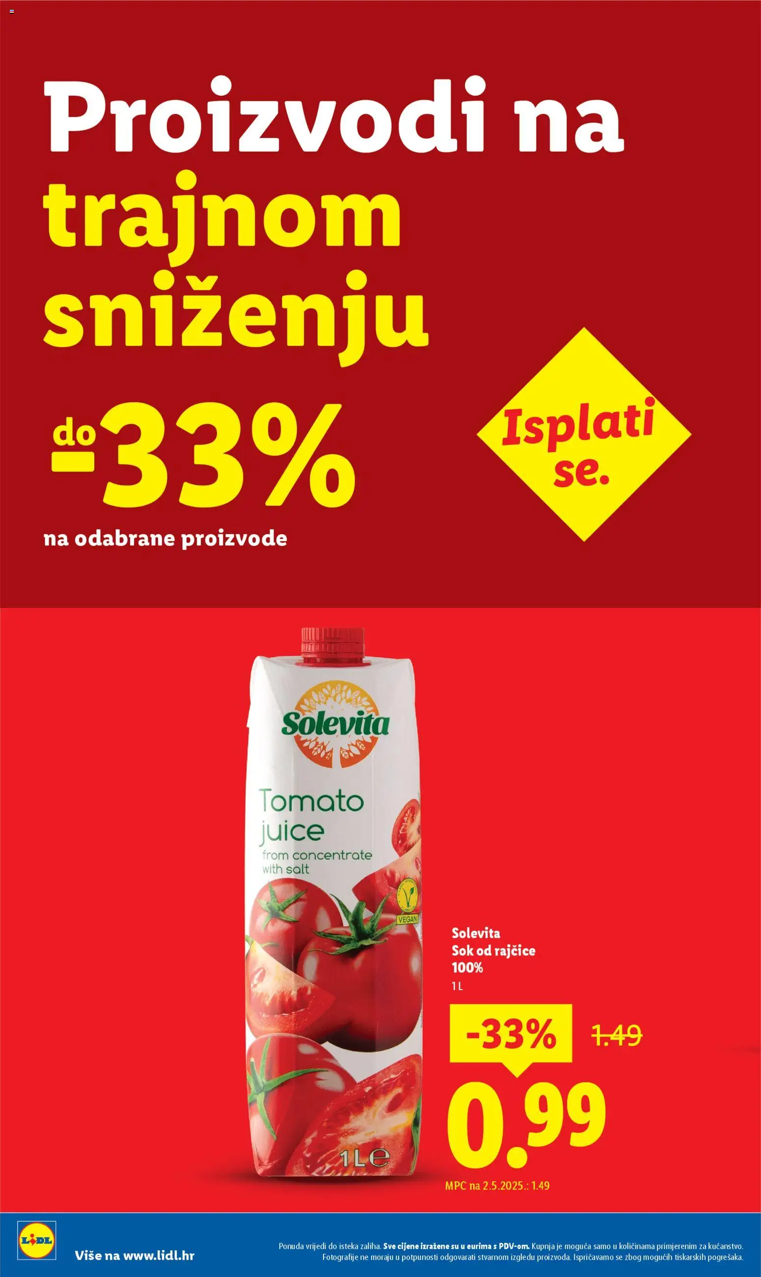 Lidl katalog | vrijedi od 08.09.2025 | Stranica: 10 | Proizvodi: Sok, Rajčice