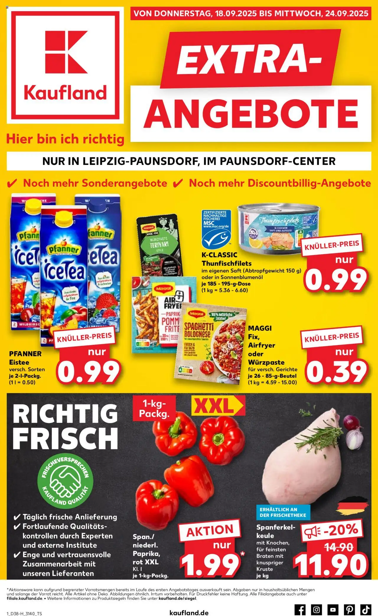 Kaufland prospekt Leipzig	 – gültig ab 18.09.2025 | Seite: 1 | Produkte: Maggi, Pfanner eistee, Saft, Tee