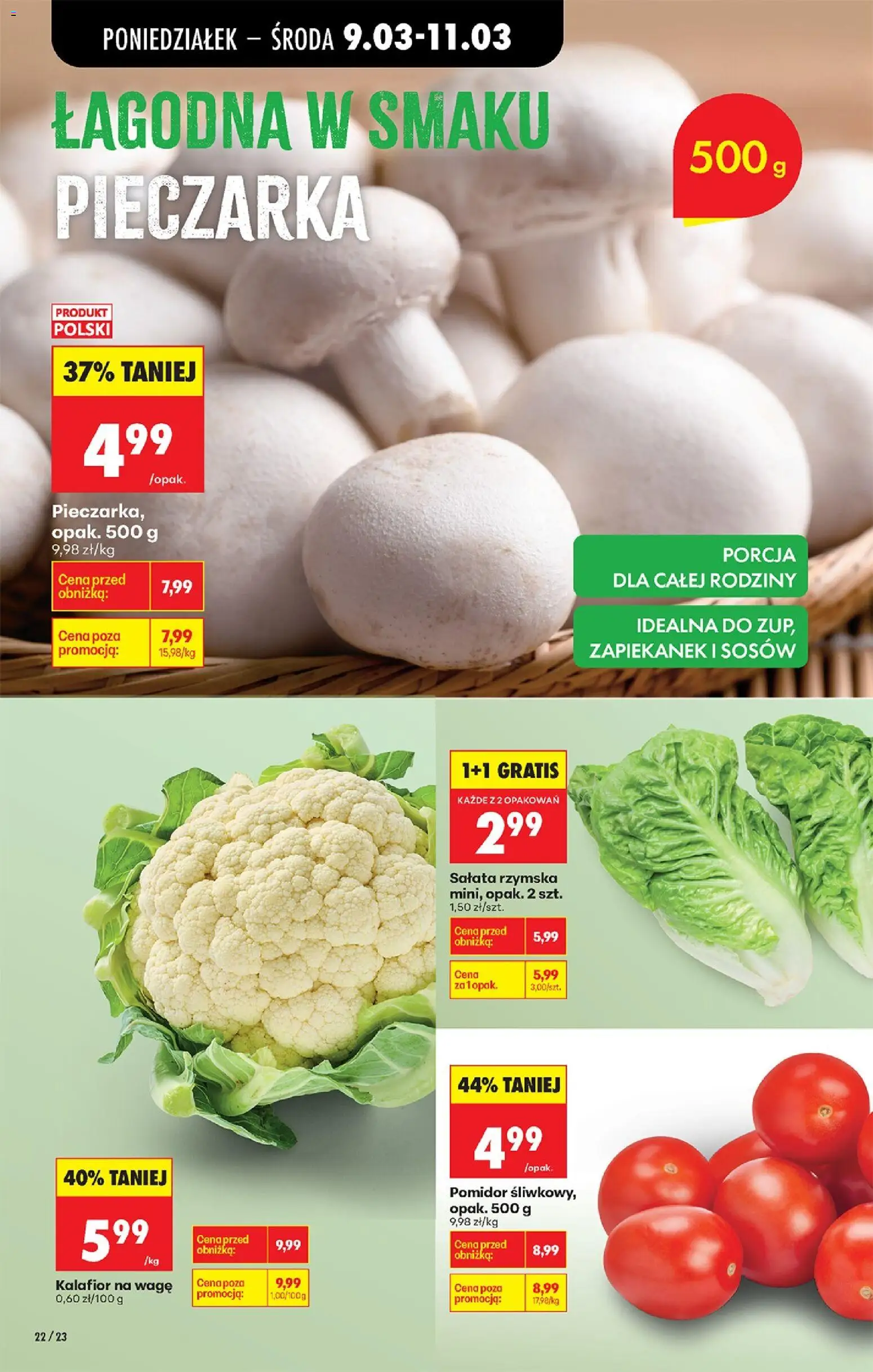 Biedronka gazetka od poniedziałku od 09.03.2026 | Strona: 24 | Produkty: Pomidor śliwkowy, Kalafior