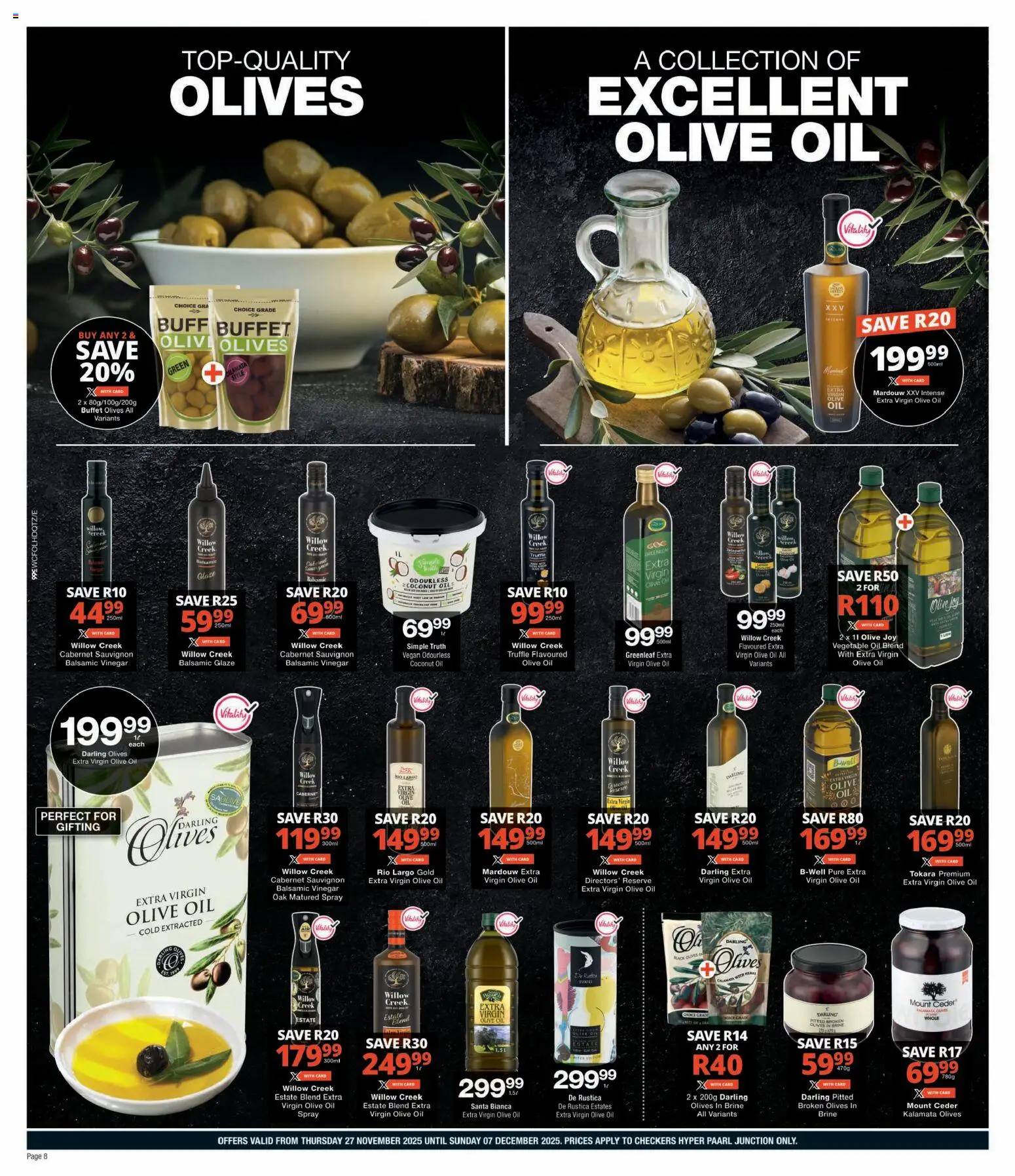 New Checkers catalogue – valid from 27.11.2025 | Page: 8 | Products: Oil, Vinegar