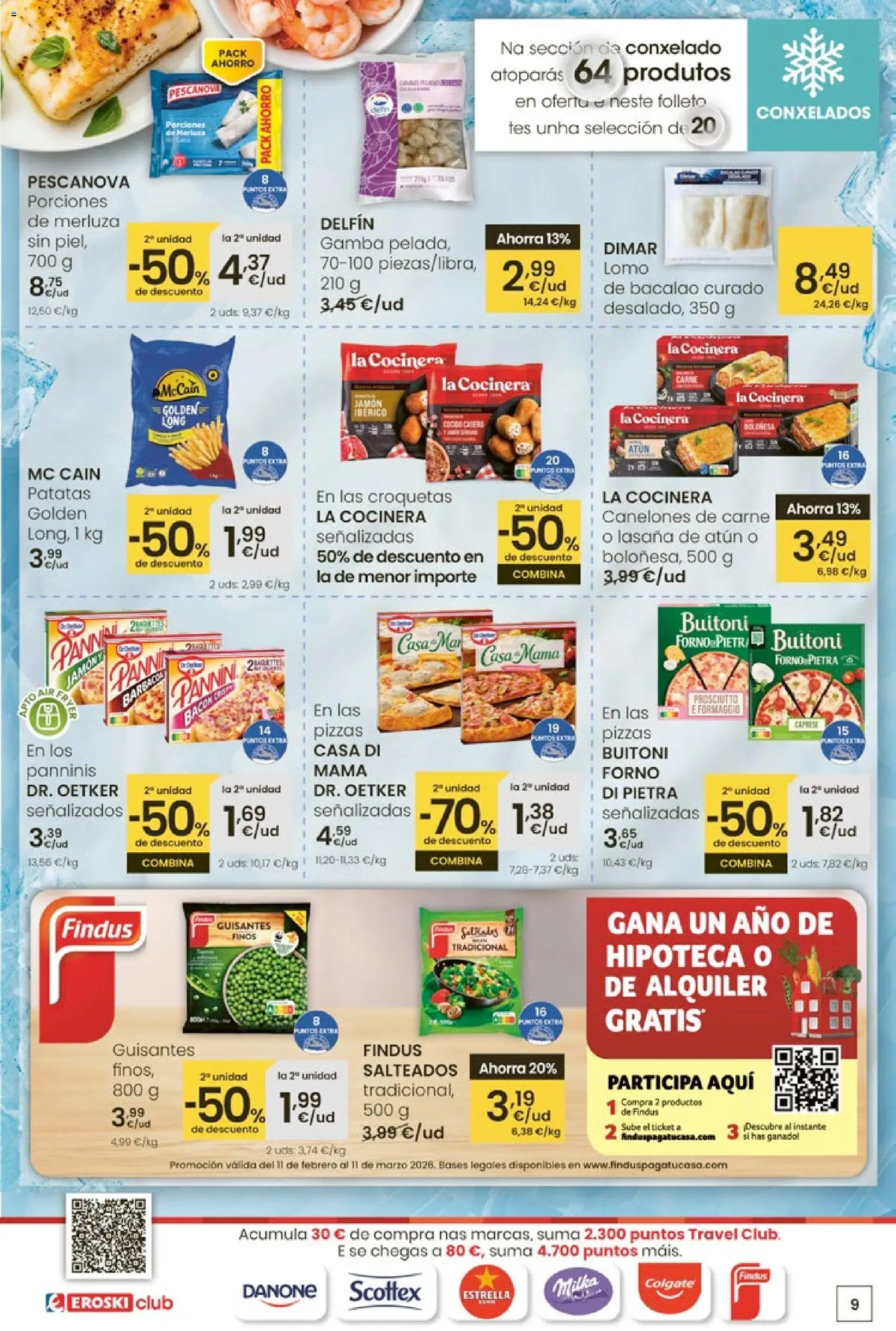 Eroski - 50 de descuento │ válido desde el 26.02.2026 | Página: 9 | Productos: Jamón, Croquetas, Lasaña, Gamba