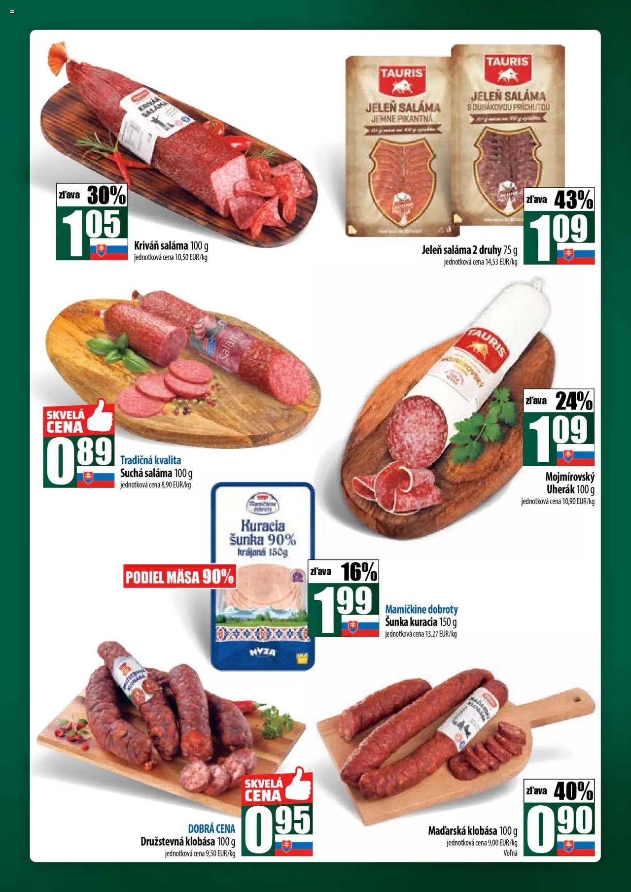 Nové COOP Jednota akcie – leták je platný od 09.10.2025 | Strana: 15 | Produkty: Saláma, Šunka, Klobása
