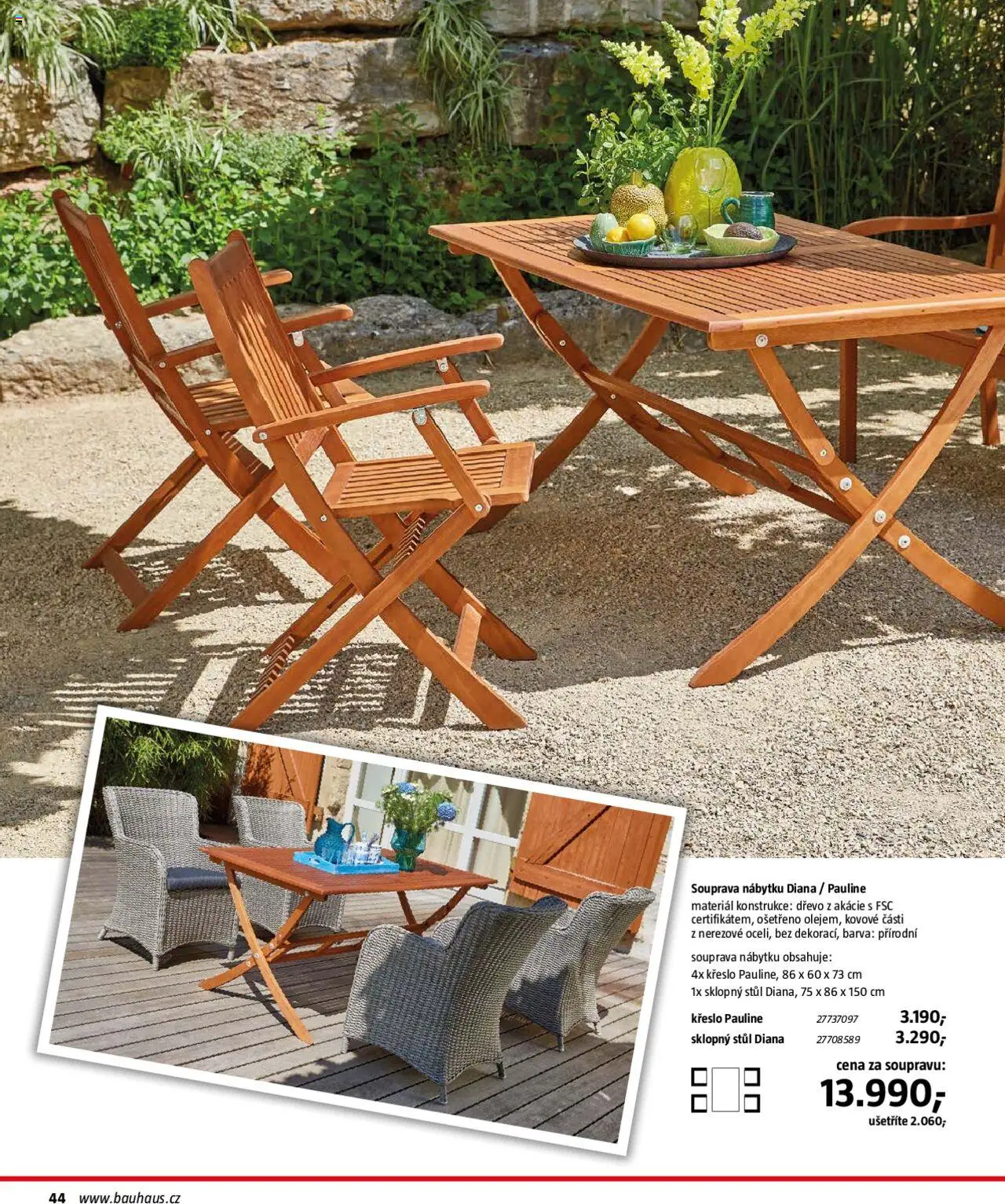 Bauhaus katalog Zahradní nábytek od 01.04.2025 | Strana: 44 | Produkty: Křeslo, Stůl