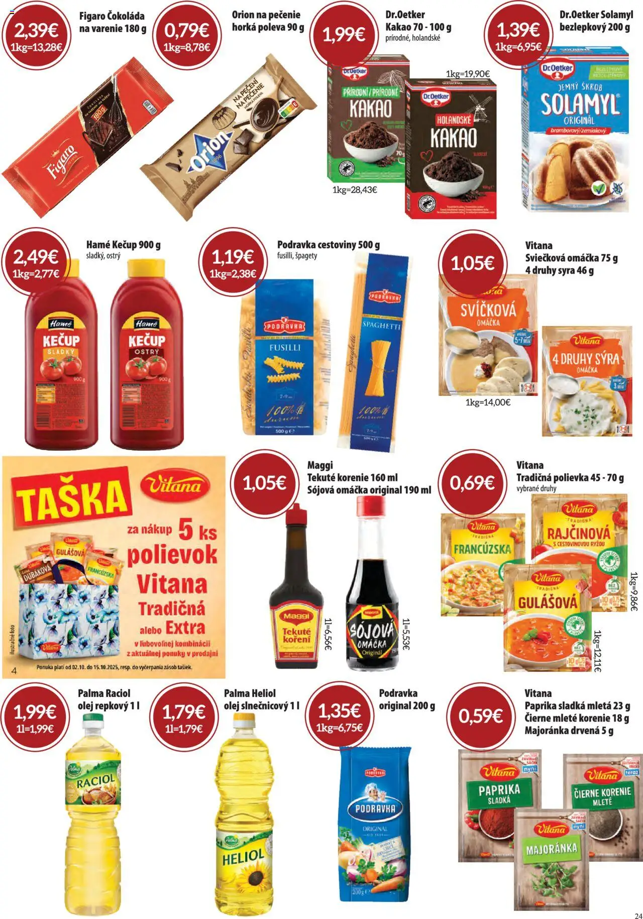 Nové CBA Komfos akcie – leták je platný od 02.10.2025 | Strana: 24 | Produkty: Paprika, Omáčka, Taška, Špagety