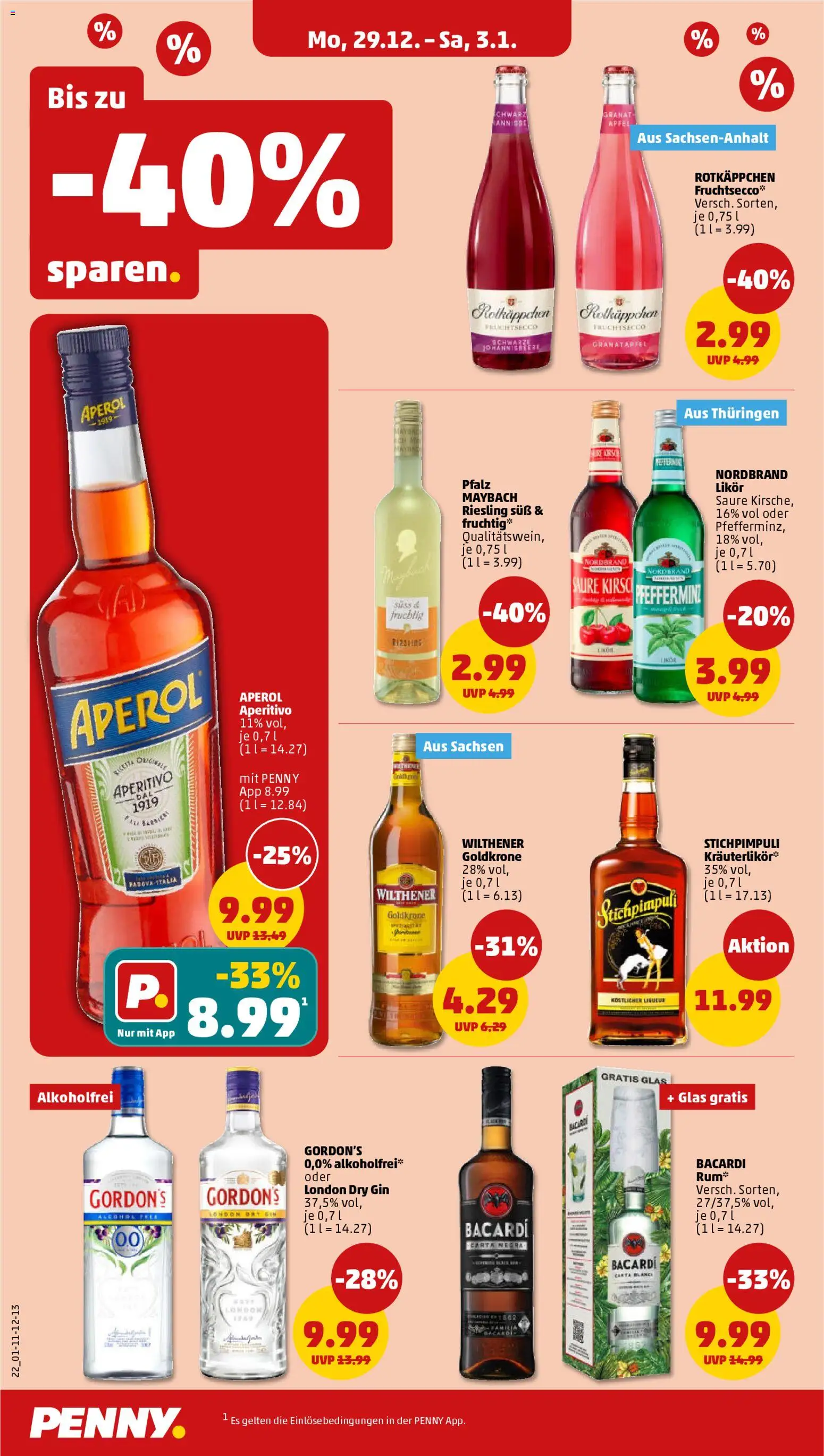 Penny Prospekt 	 – gültig ab 29.12.2025 | Seite: 22 | Produkte: Wilthener, Likör, Rum, Fruchtsecco