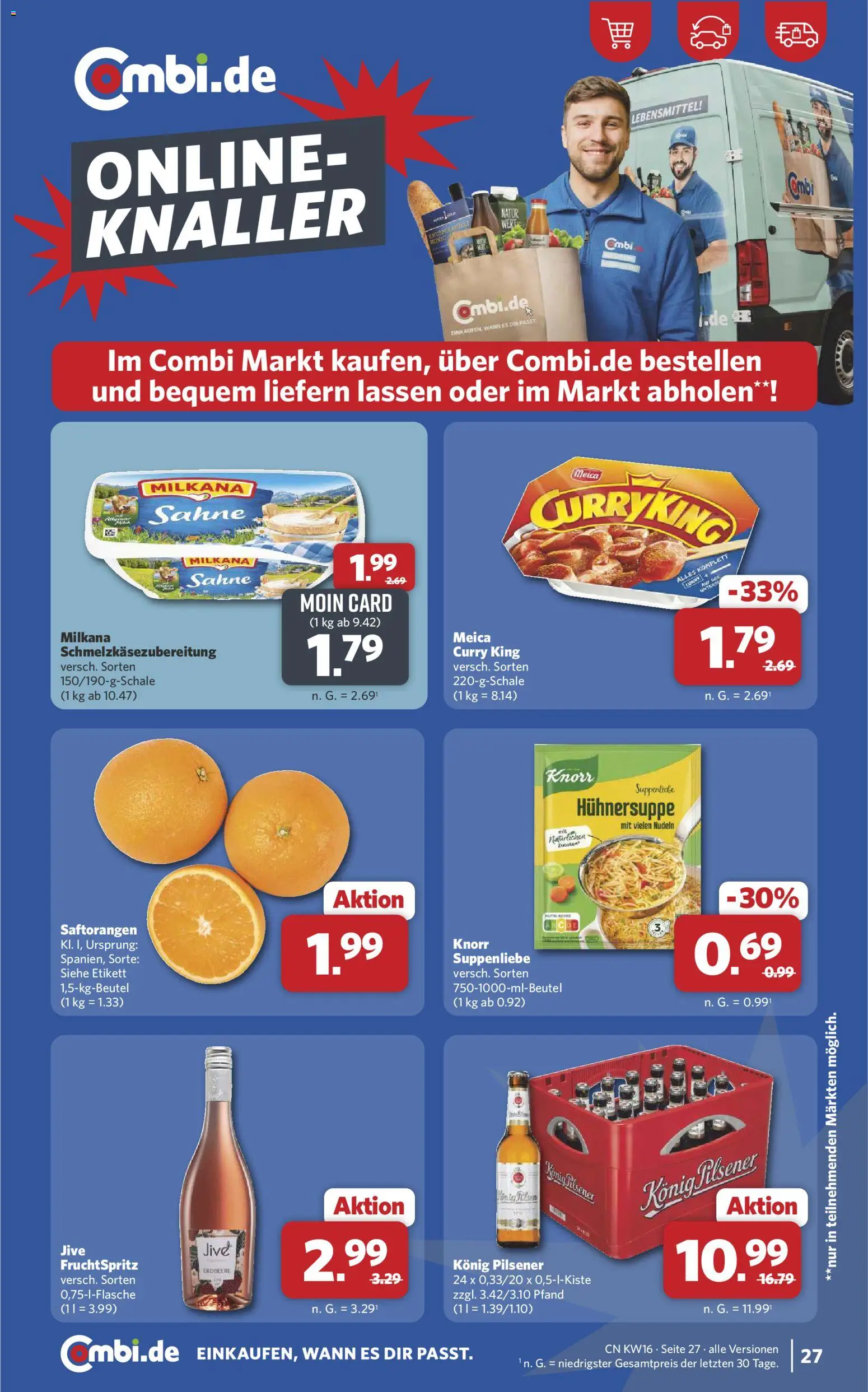 Combi Prospekt 	 – gültig ab 13.04.2026 | Seite: 31 | Produkte: Konig pilsener, Milkana, Nudeln, Sahne
