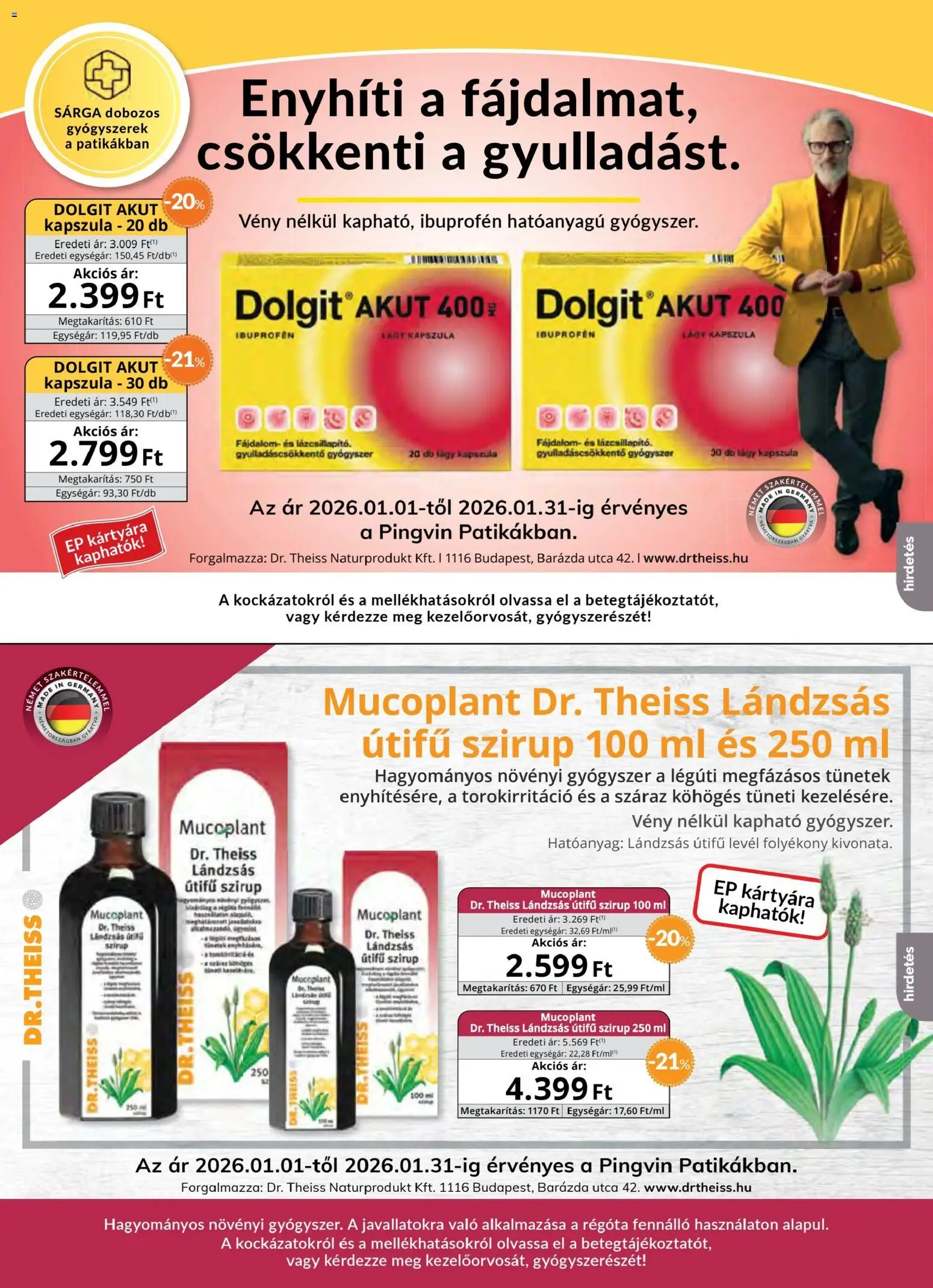 Pingvin Patika akciós ujság - amely érvényes a következő dátumtól: 01.01.2026 | Oldal: 5 | Termékek: Gyógyszerek