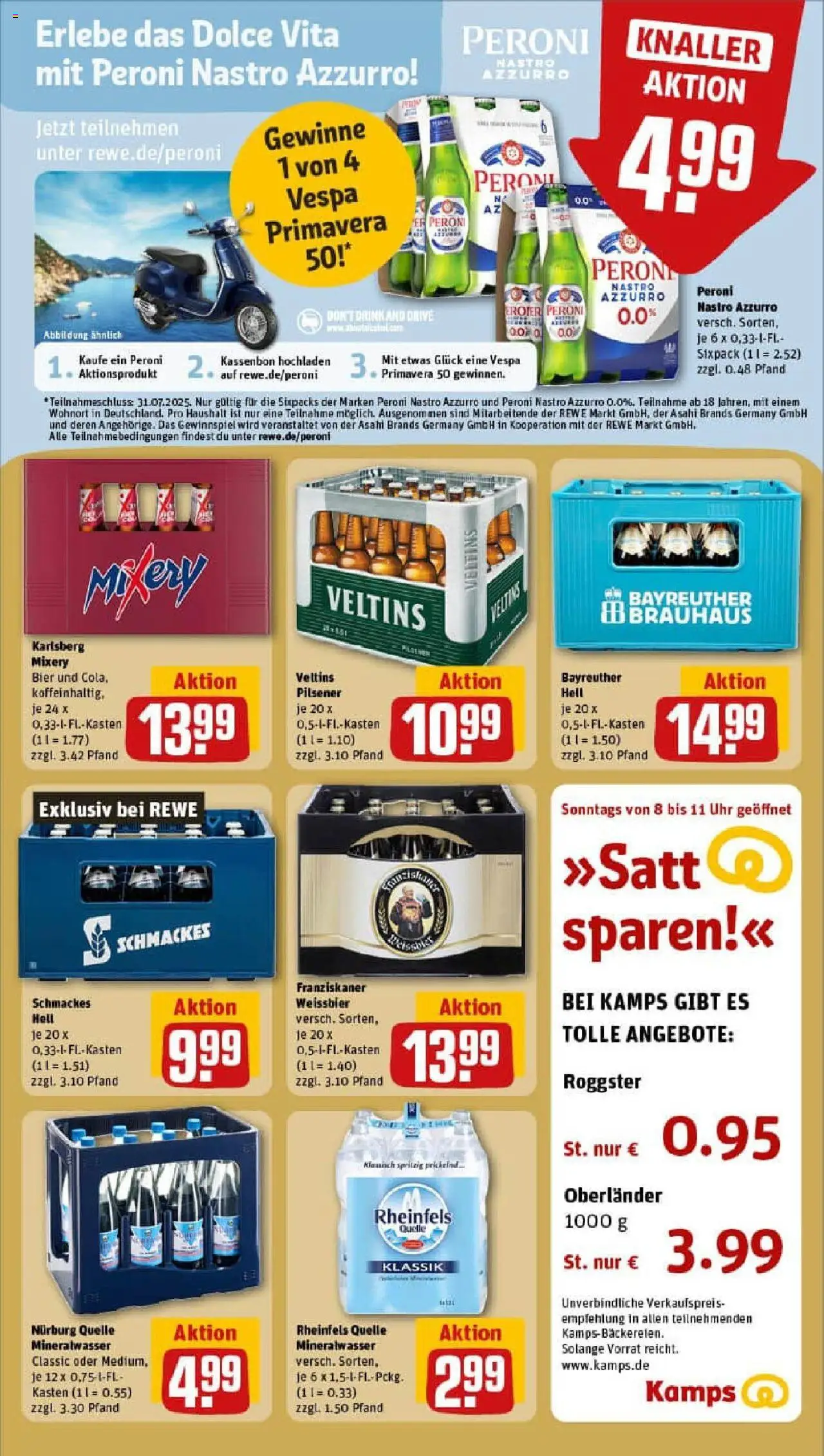 Rewe prospekt Hückelhoven / Hilfarth	 - gültig ab dem 13.07.2025 | Seite: 21 | Produkte: Bayreuther hell, Franziskaner, Bier, Rheinfels quelle
