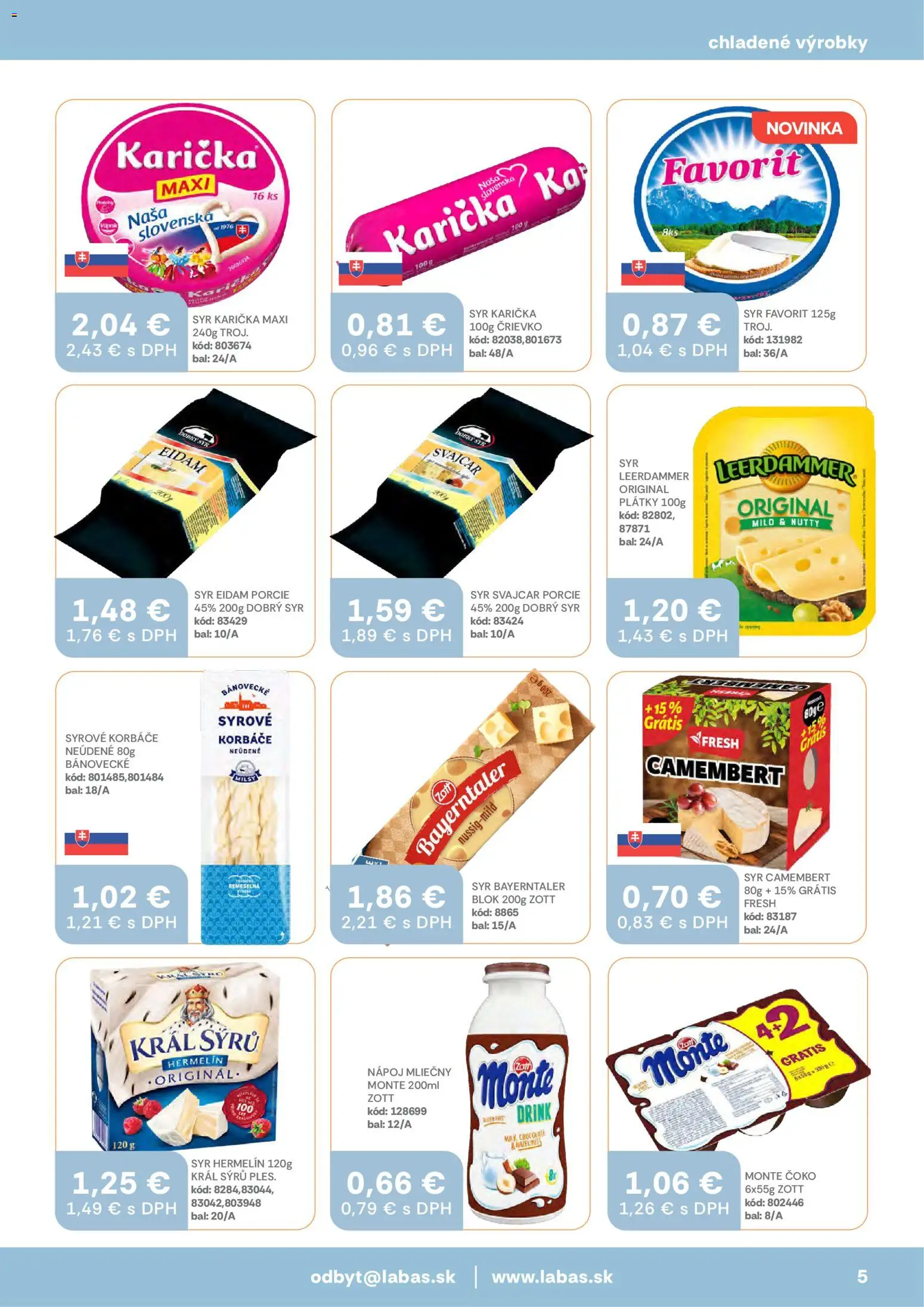 Nové Labaš akcie – leták je platný od 30.01.2026 | Strana: 5 | Produkty: Syr, Eidam