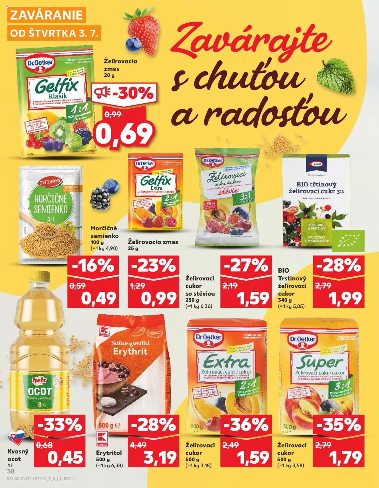 Nové Kaufland akcie – leták je platný od 03.07.2025 | Strana: 38 | Produkty: Cukor, Ocot