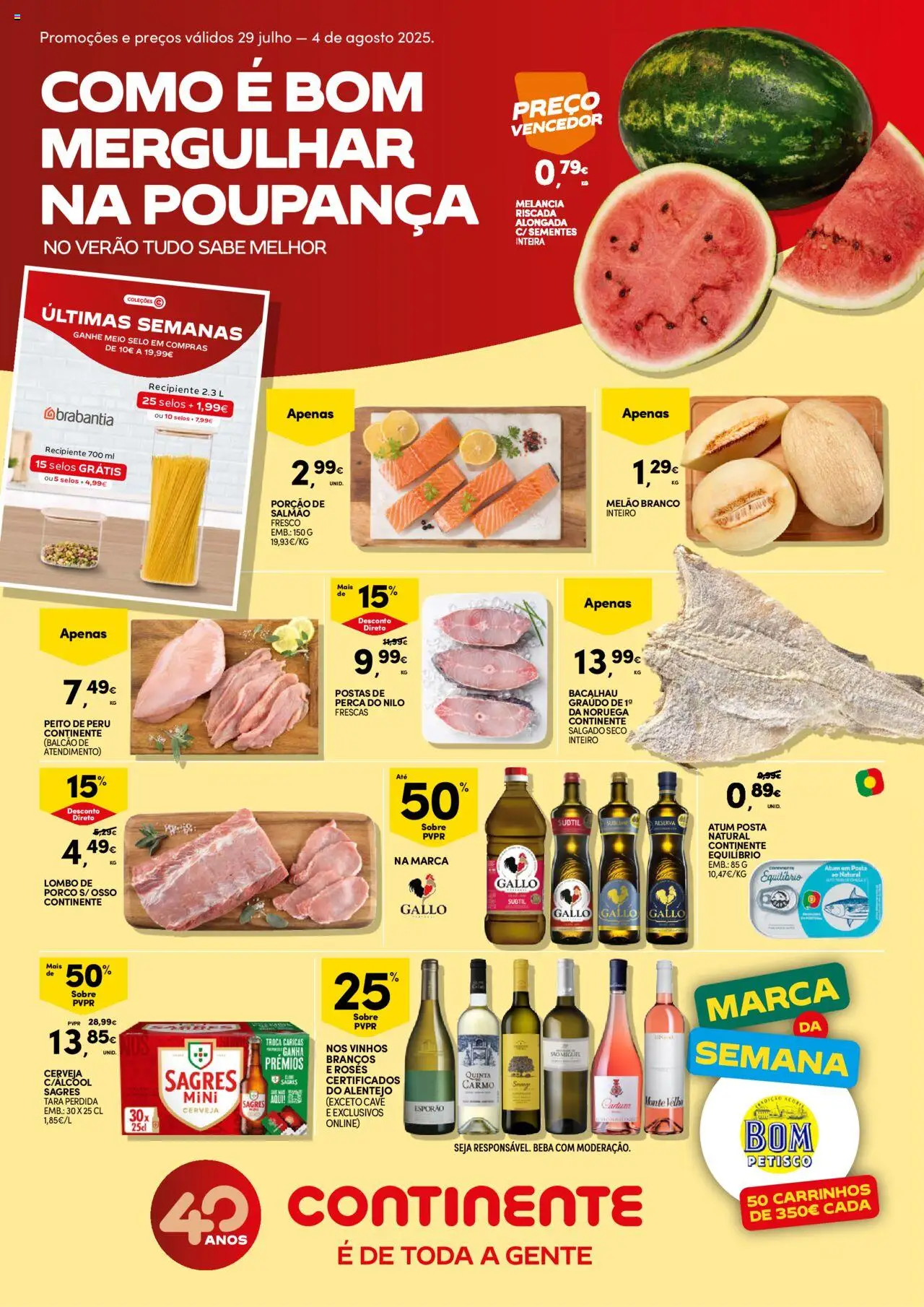 Continente folheto │ válido de 29.07.2025 | Página: 1 | Produtos: Atum, Peru, Lombo, Melão