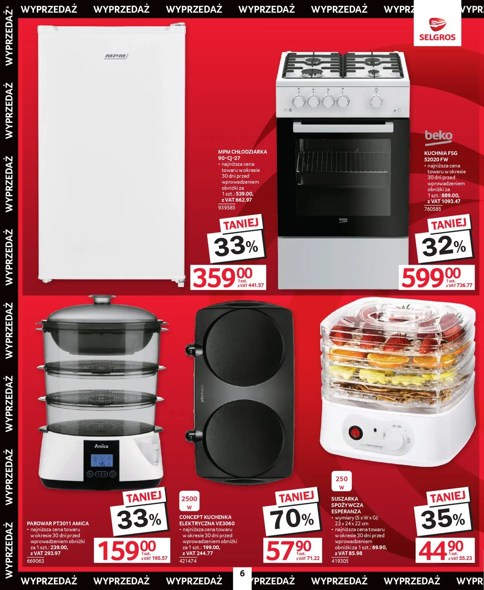 Selgros cash&carry Gazetka - Świąteczna Wyprzedaż od 08.01.2026 | Strona: 6 | Produkty: Suszarka, Kuchenka