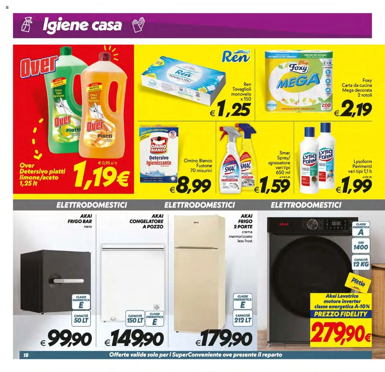 Volantino SuperConveniente del 12.08.2025 | Pagina: 18 | Prodotti: Crema, Lavatrice, Aceto, Congelatore