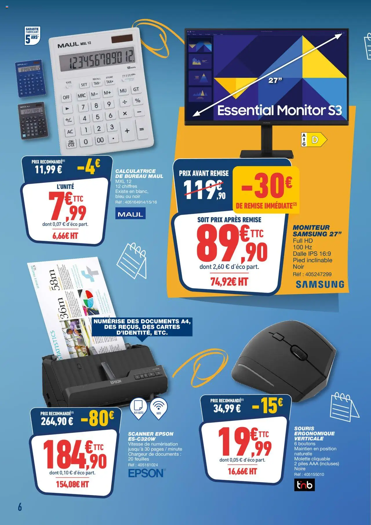  | Page: 6 | Produits: Souris, Calculatrice, Scanner, Piles