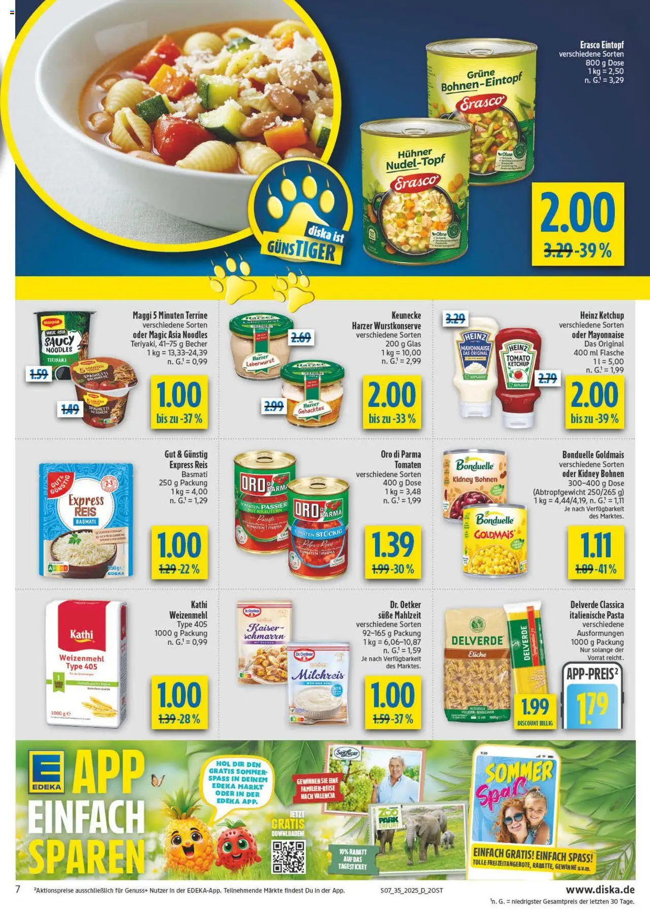 Diska Prospekt 	 - gültig ab dem 25.08.2025 | Seite: 7 | Produkte: Tomaten, Oro di parma, Reis, Erasco