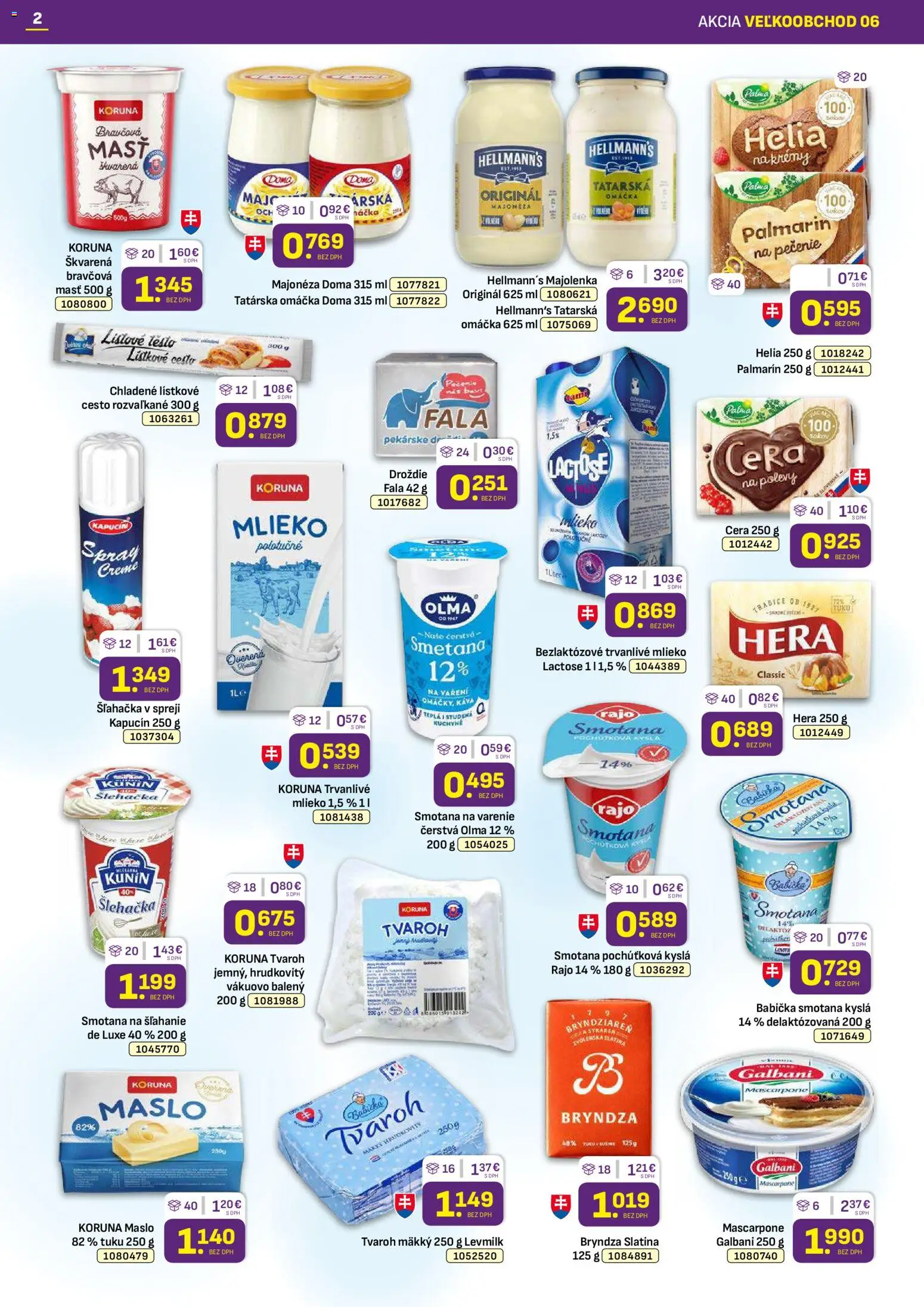 Nové Libex akcie – leták je platný od 16.03.2026 | Strana: 2 | Produkty: Lístkové cesto, Tatárska omáčka, Mascarpone, Hera