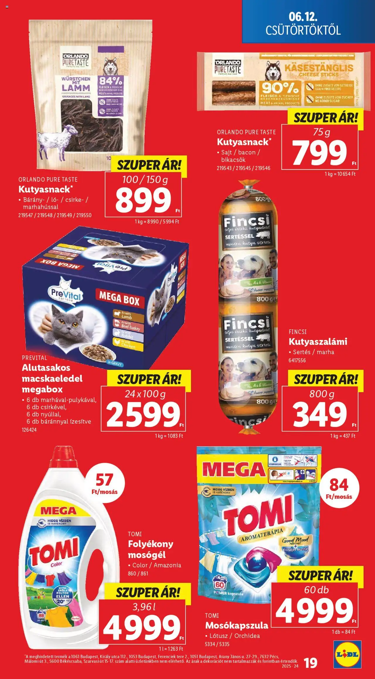 Lidl akciós ujság - amely érvényes a következő dátumtól: 12.06.2025 | Oldal: 19 | Termékek: Orchidea, Bacon, Mosókapszula, Sajt
