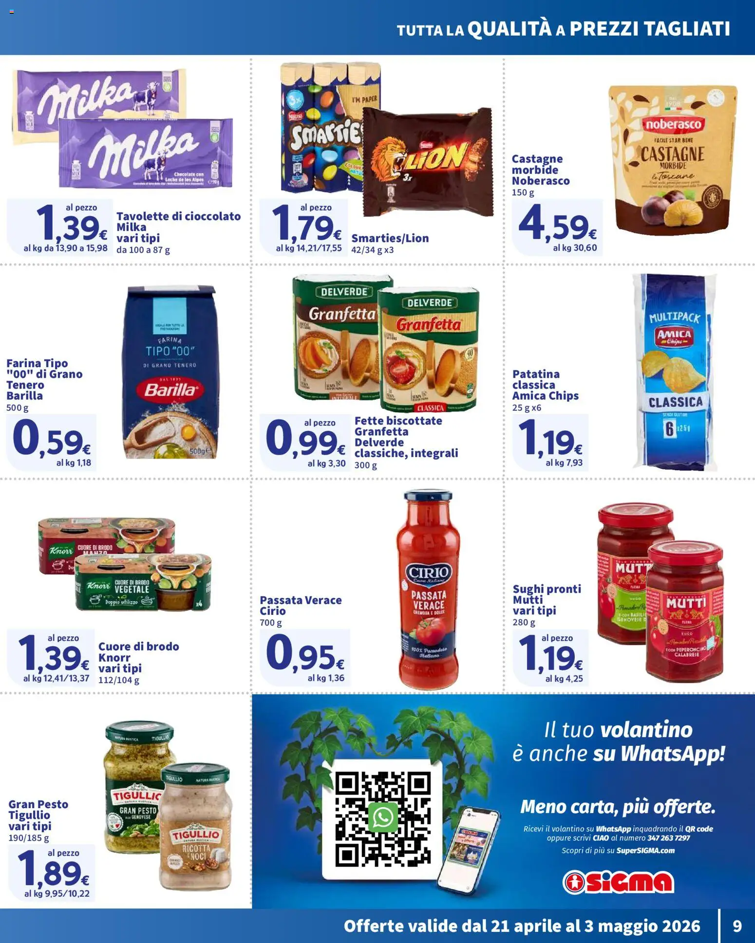 Volantino SIGMA del 21.04.2026 | Pagina: 9 | Prodotti: Pesto, Ricotta, Mutti, Fette biscottate