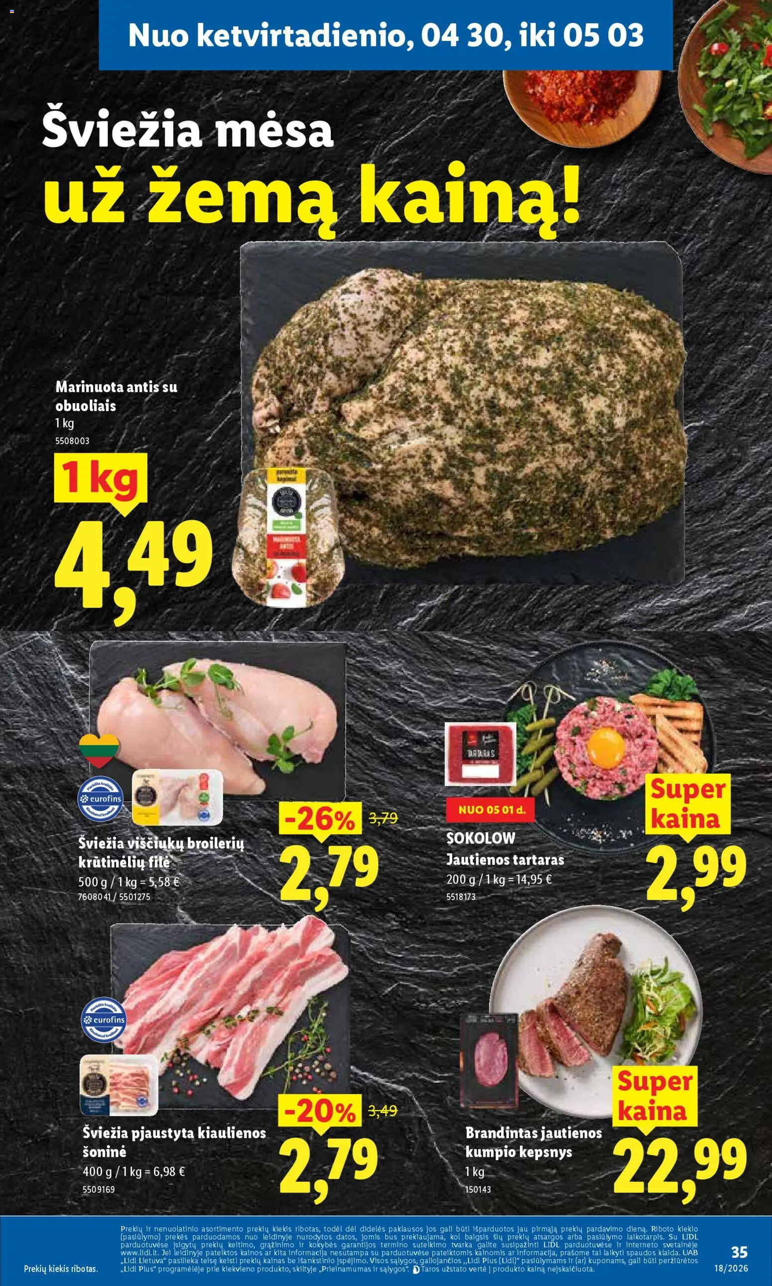 LIDL akcijos nuo 27.04.2026 | Puslapis: 37 | Prekių: Kiaulienos, Jautienos