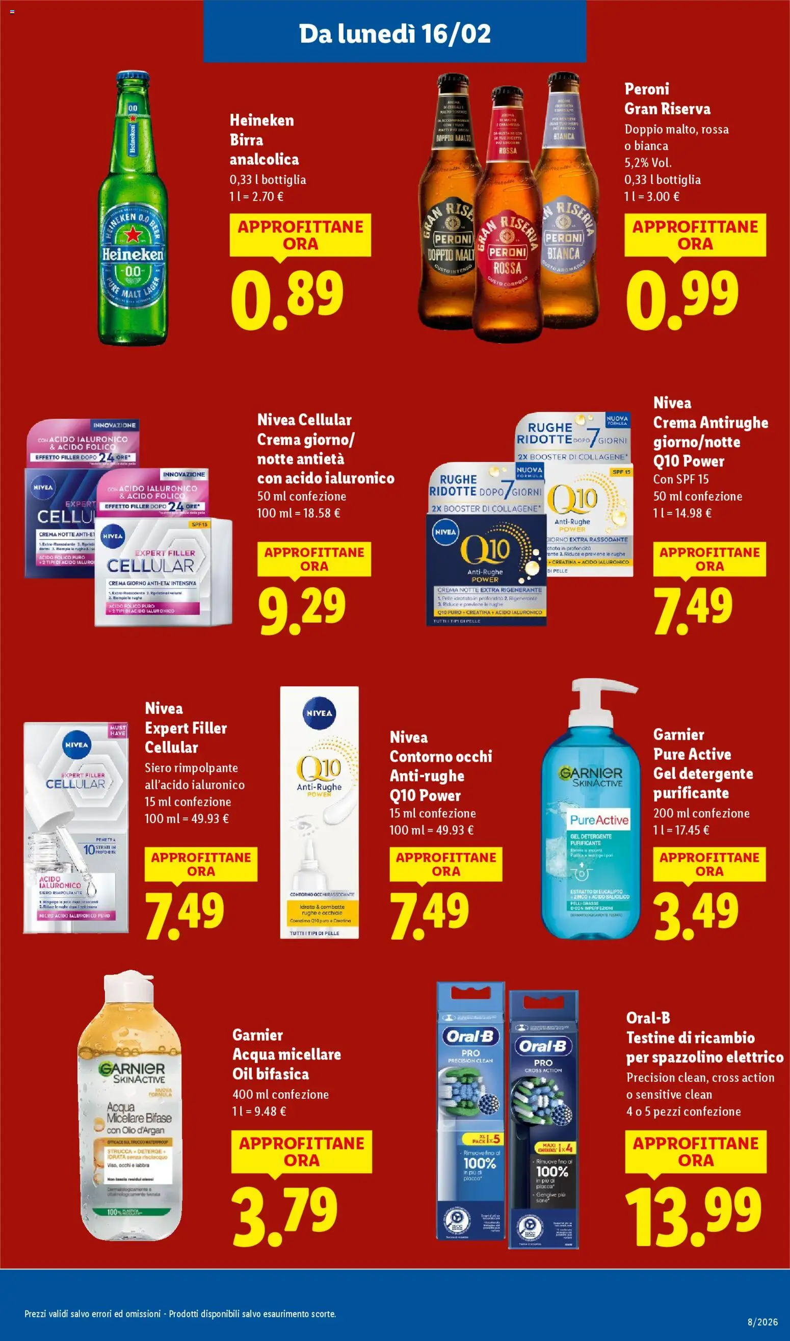 Volantino Lidl del 16.02.2026 | Pagina: 15 | Prodotti: Detergente, Olio, Spazzolino elettrico, Heineken