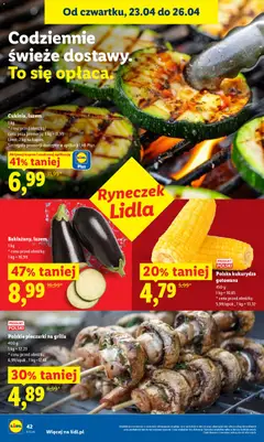 Pogląd oferty "Polska kukurydza gotowana, 450 g, 1 kg = 10,65" - ważna od 23.04.2026 | Strona: 42 | Produkty: Pieczarki, Kukurydza, Kukurydza gotowana