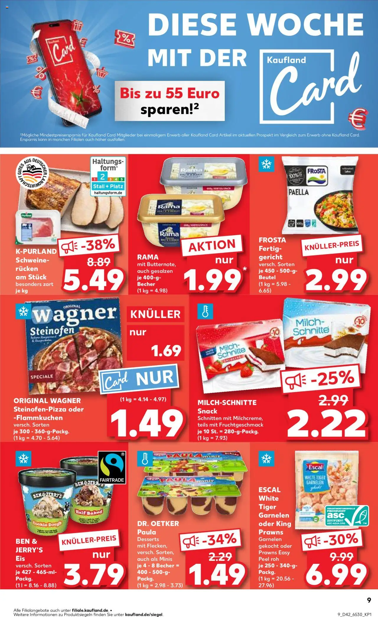 Kaufland Prospekt 	 – gültig ab 16.10.2025 | Seite: 9 | Produkte: Milch, Frosta, Ben & Jerry's, Eis