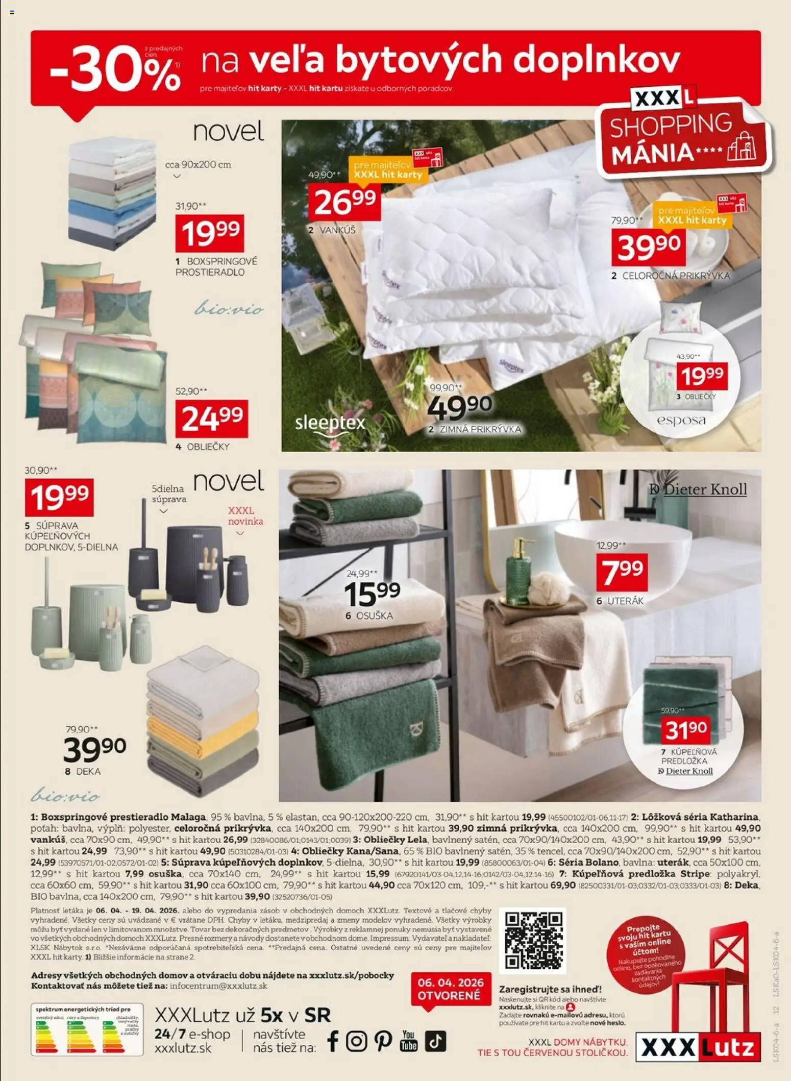 Nové XXXLutz akcie – leták je platný od 06.04.2026 | Strana: 12 | Produkty: Nábytok, Obliečky, Vankúš, Práčky