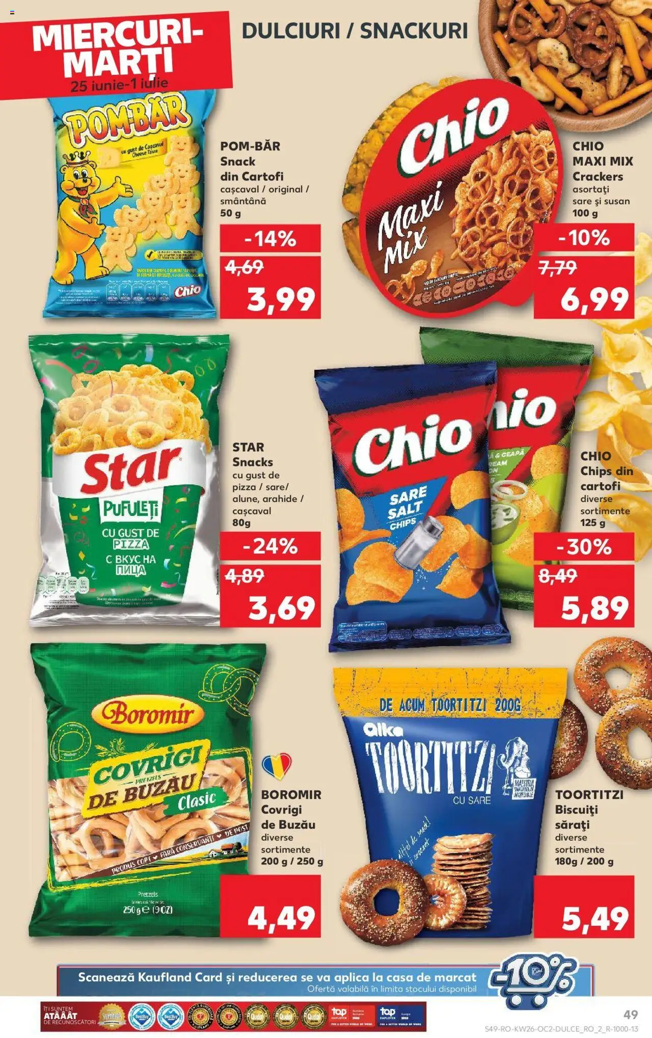 Catalog Kaufland - Bucureşti – valabil de la 25.06.2025 | Pagină: 49 | Produse: Arahide, Pizza, Smântână, Biscuiți