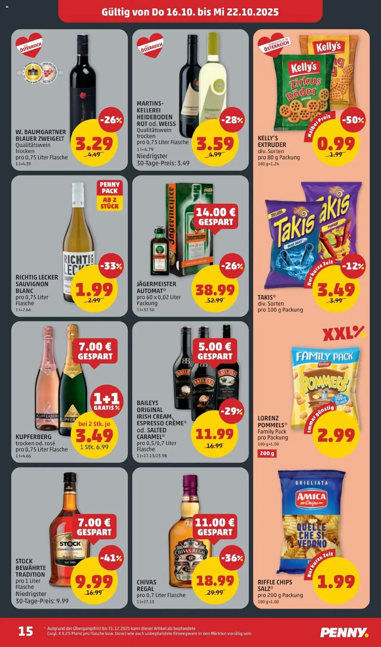 Penny Markt Flugblatt gültig ab 16.10.2025 | Seite: 15 | Produkte: Chips, Regal