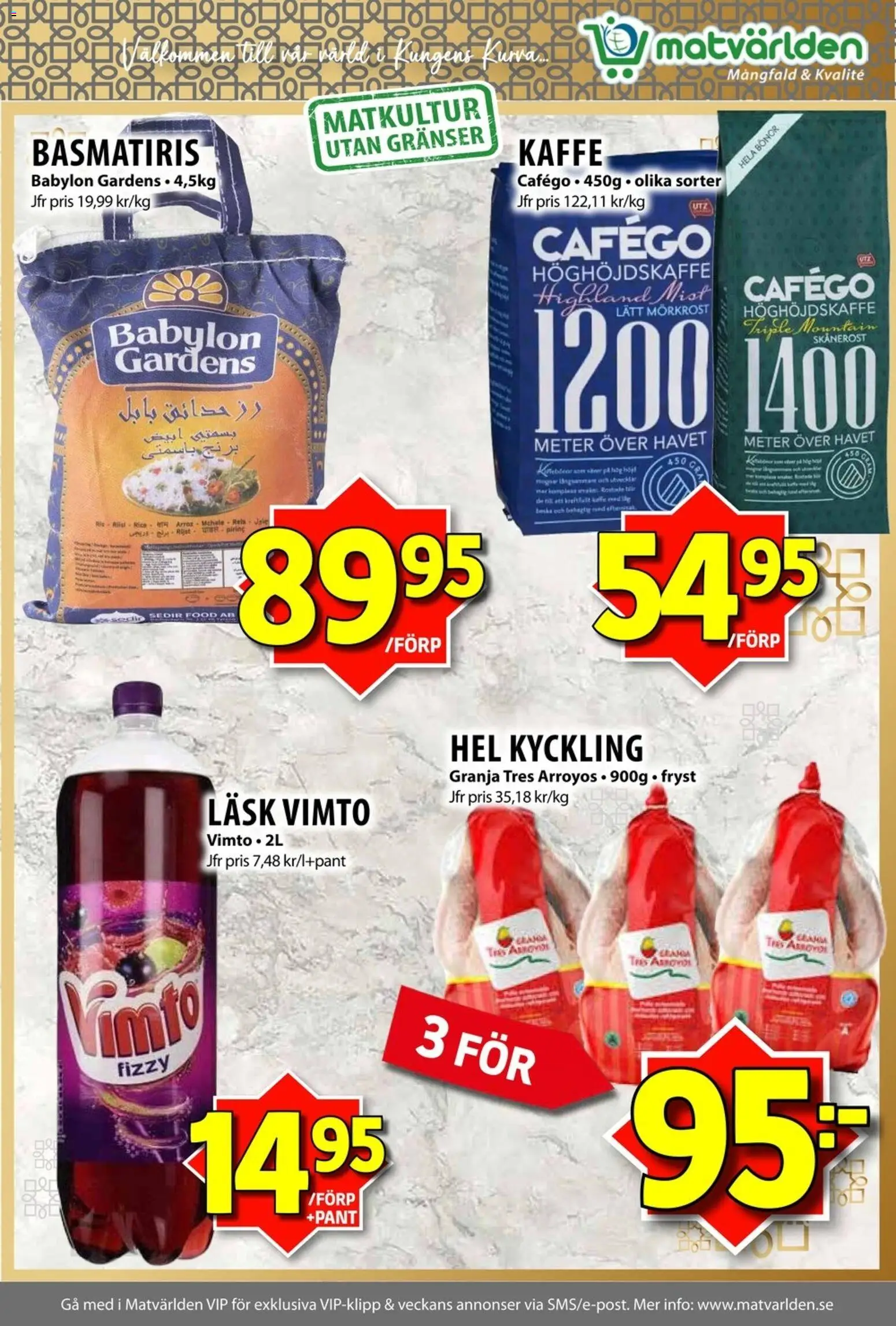 Matvärlden reklamblad aktuell från 17.11.2025 | Sida: 3 | Produkter: Kaffe, Ris, Bönor