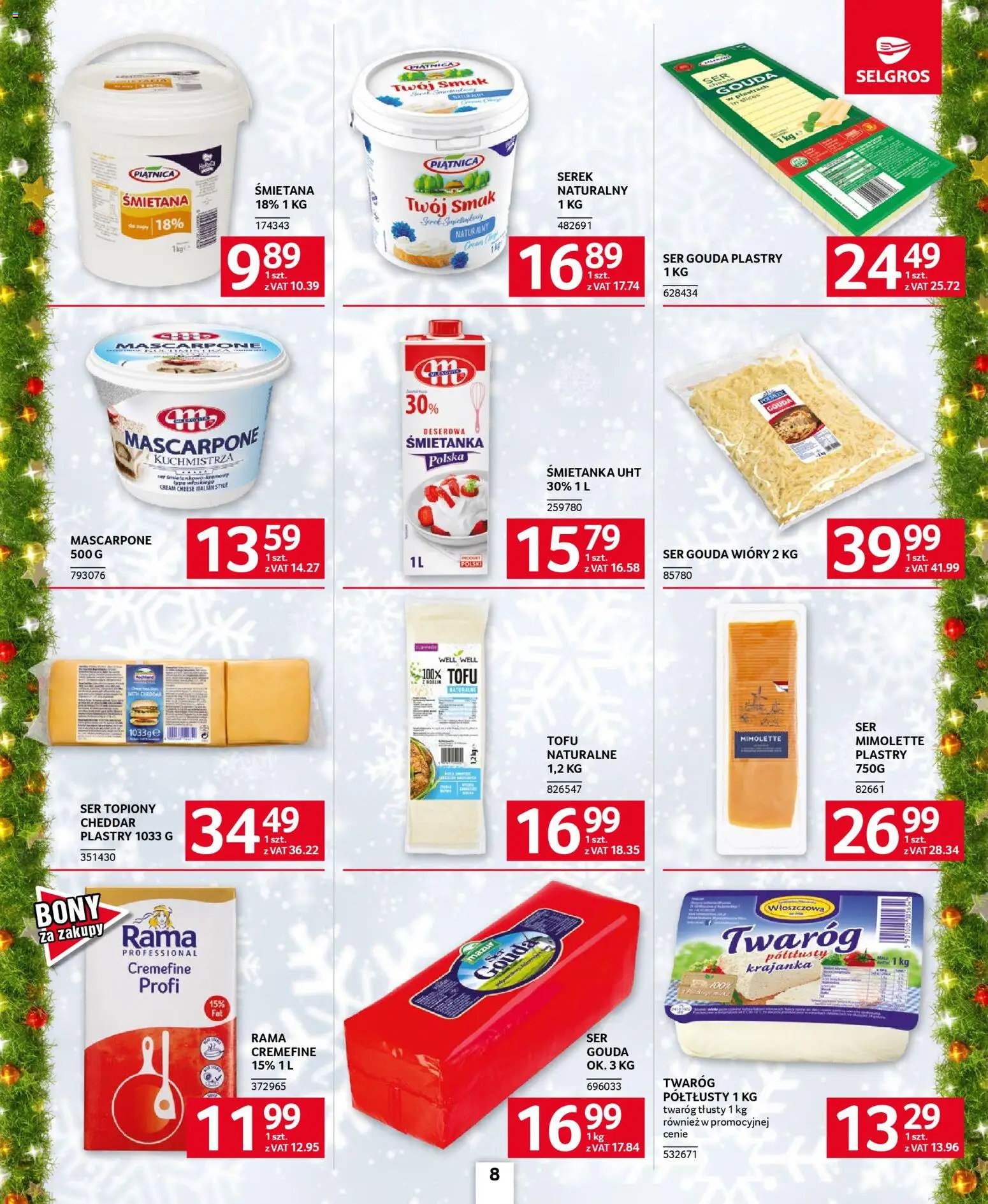 Selgros cash&carry Gazetka - Oferta dla gastronomii od 20.11.2025 | Strona: 8 | Produkty: Twaróg półtłusty, Tofu, Ser, Ser gouda