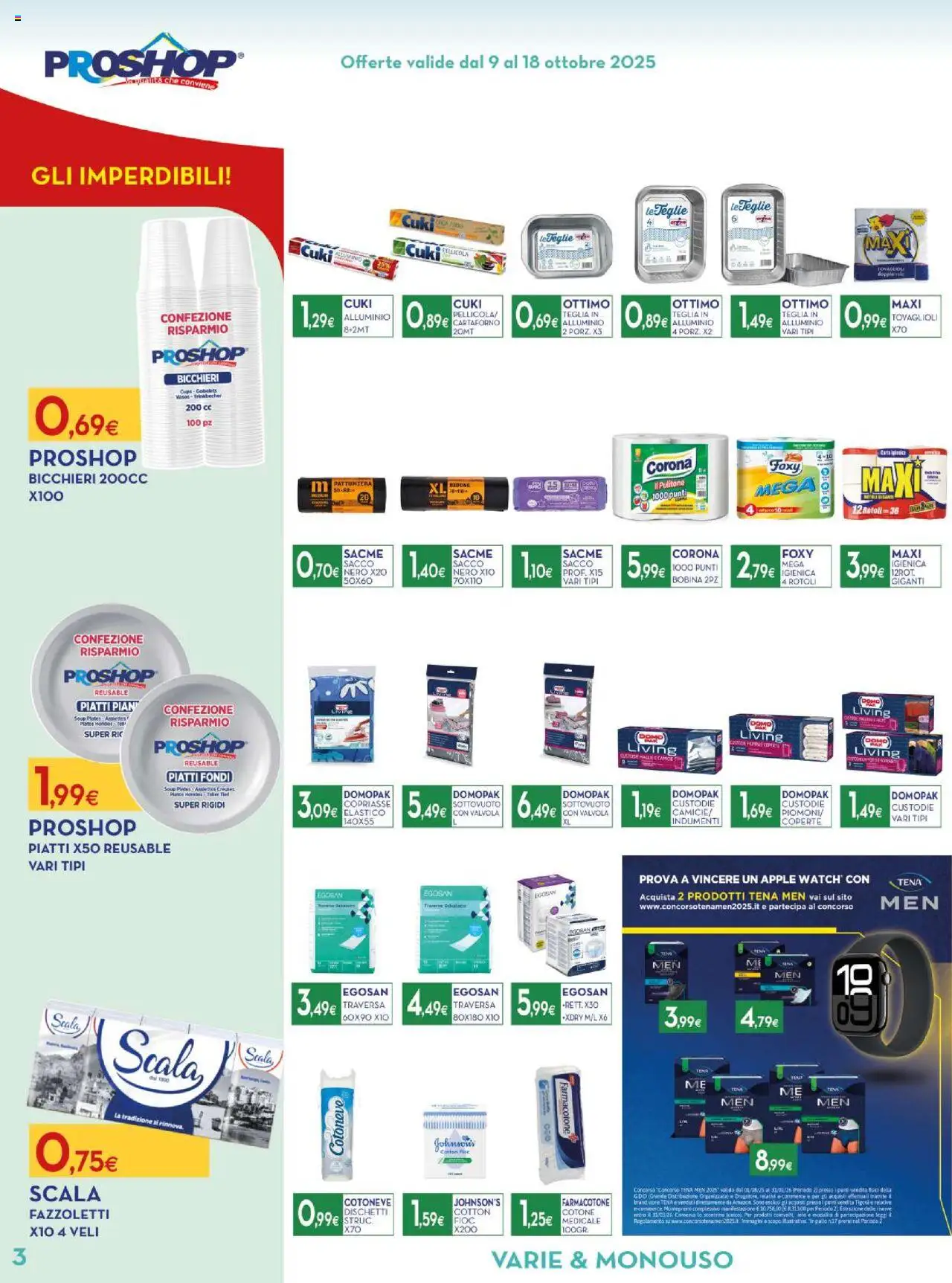 Volantino Proshop del 09.10.2025 | Pagina: 4 | Prodotti: Fazzoletti, Pellicola, Alluminio, Apple Watch