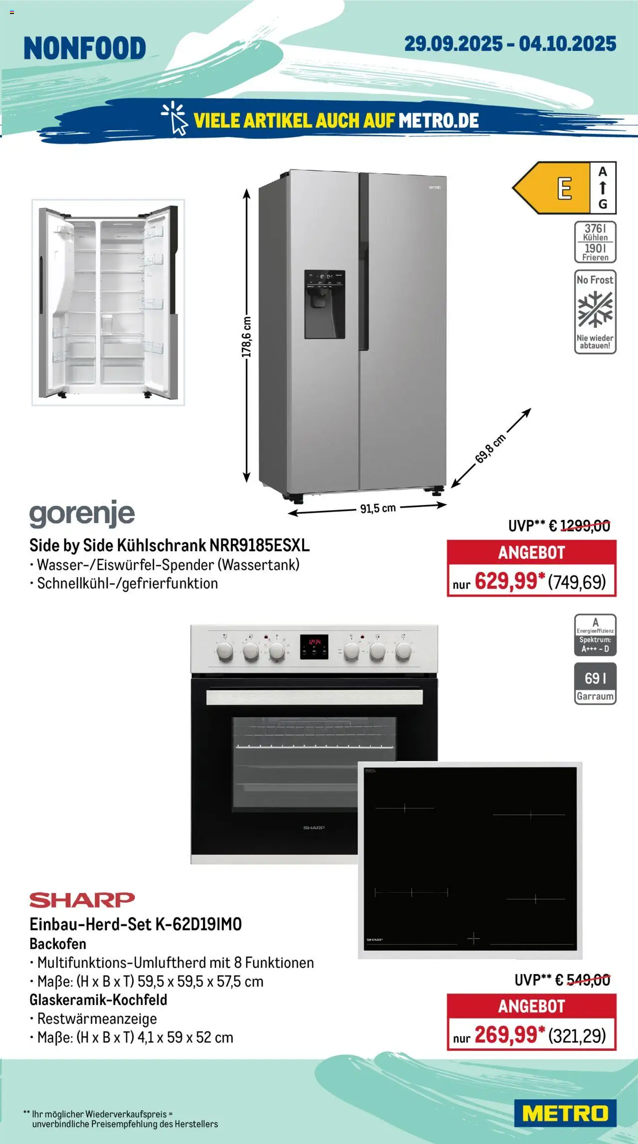 Metro Wochen-Angebote – gültig ab 29.09.2025 | Seite: 17 | Produkte: Gorenje, Kühlschrank, Backofen